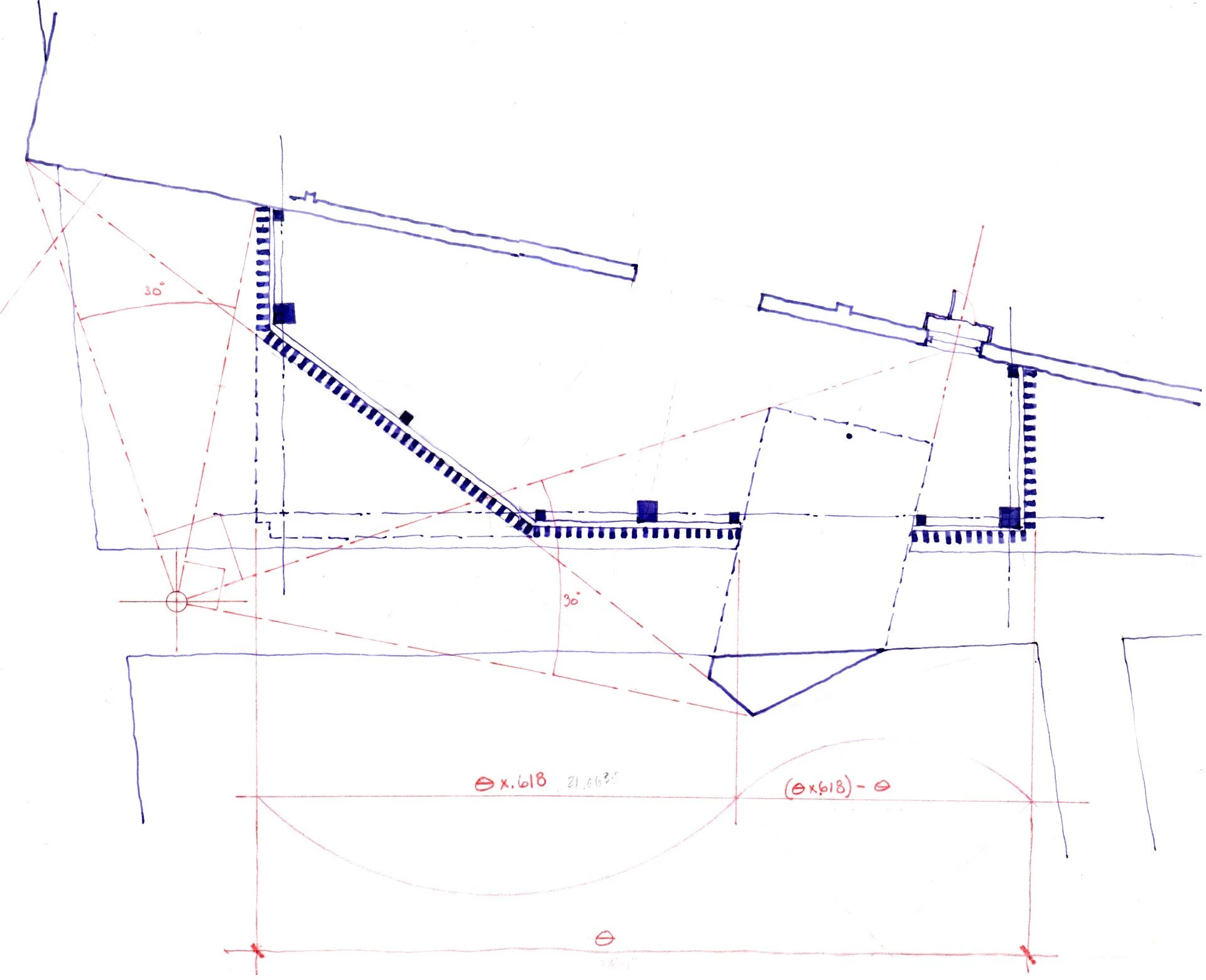Sketch of Arcadia museum site and building facade designed by Sparano + Mooney Architecture