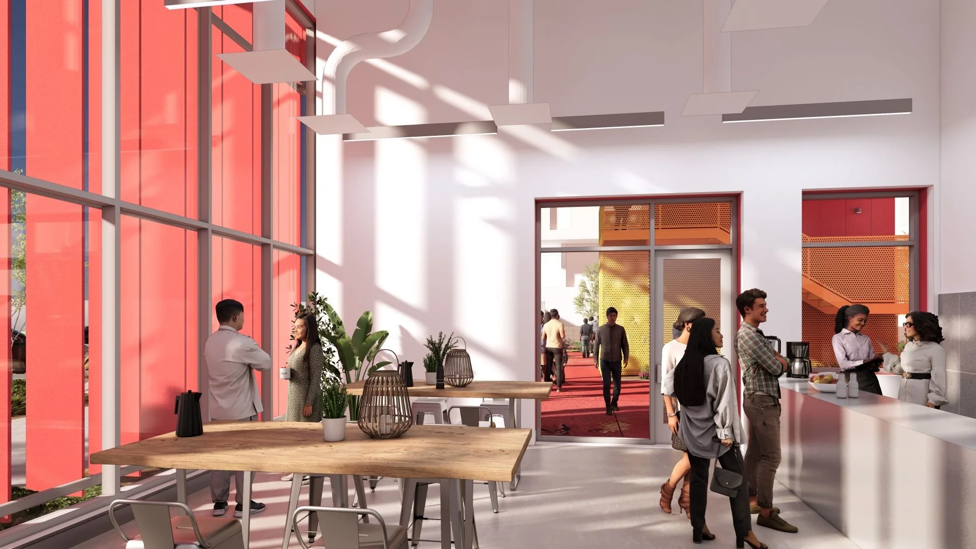 Interior café and kitchen at Utah cultural center designed by Sparano + Mooney Architecture