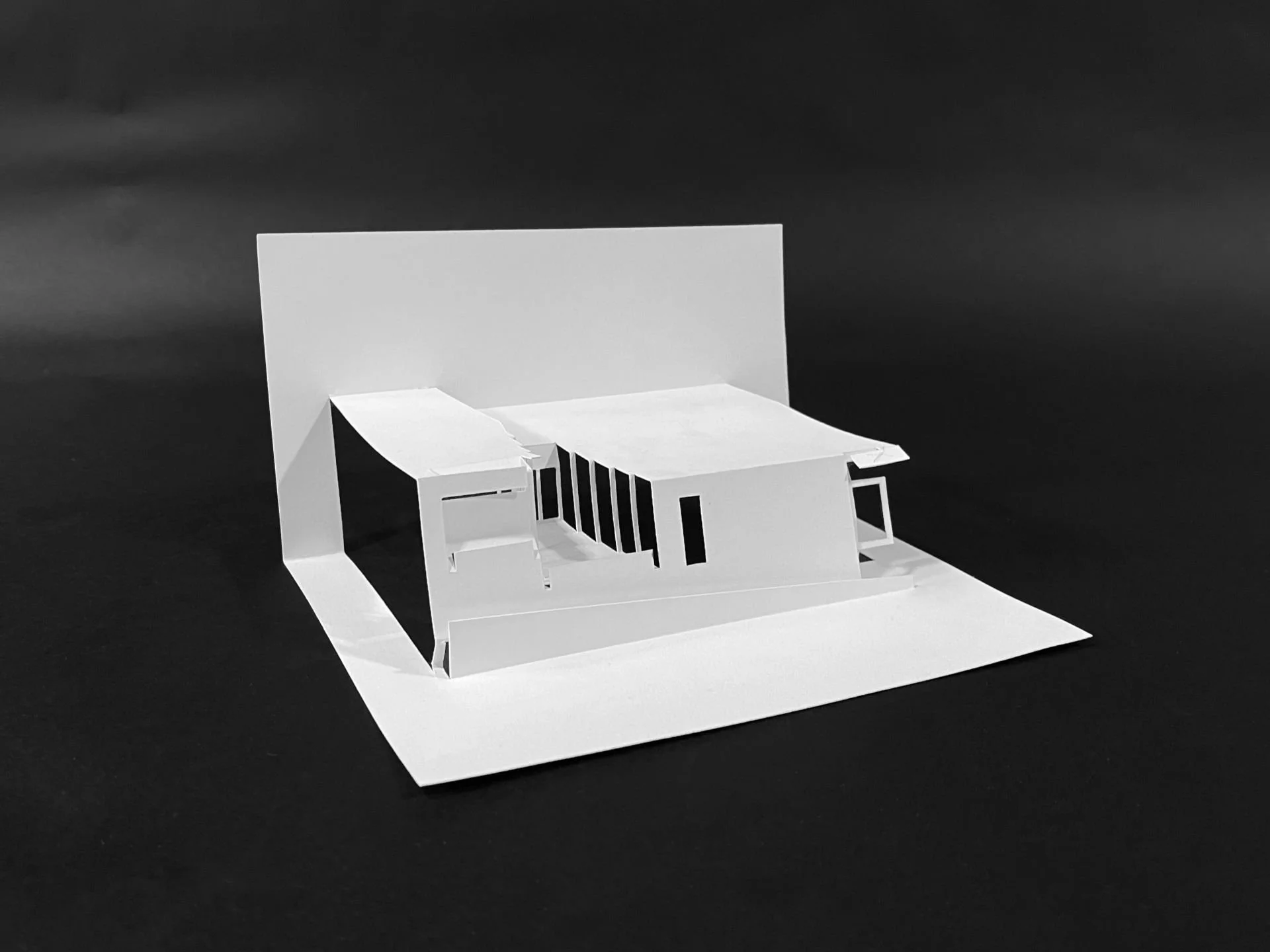 Kirigami concept model of three-dimensional folded paper axonometric building mass designed Sparano + Mooney Architecture