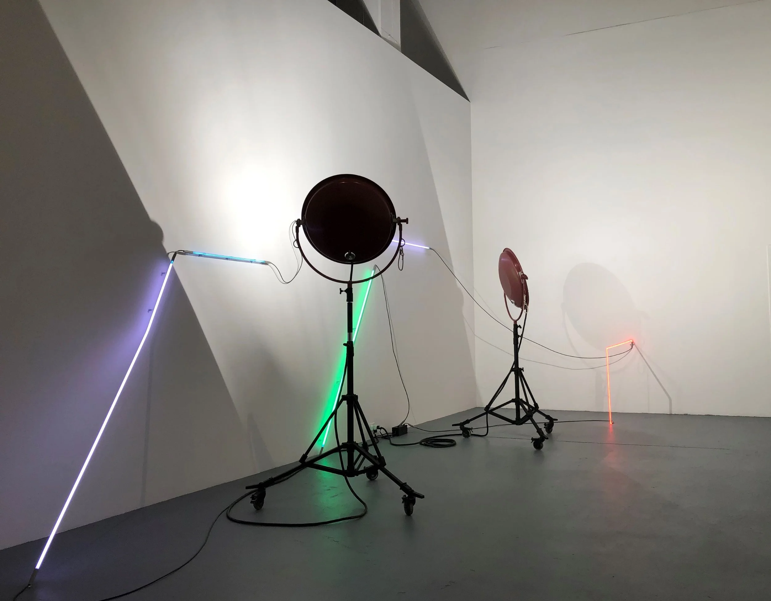 MoCA Geffen installation view LED colorful strips designed by Sparano + Mooney Architecture