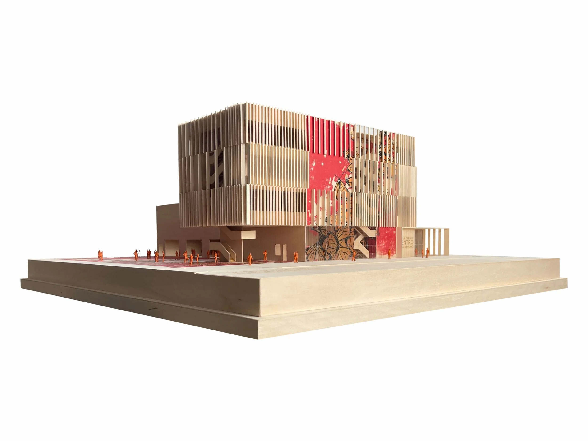 Salt Lake City cultural center architectural model street view designed by Sparano + Mooney Architecture