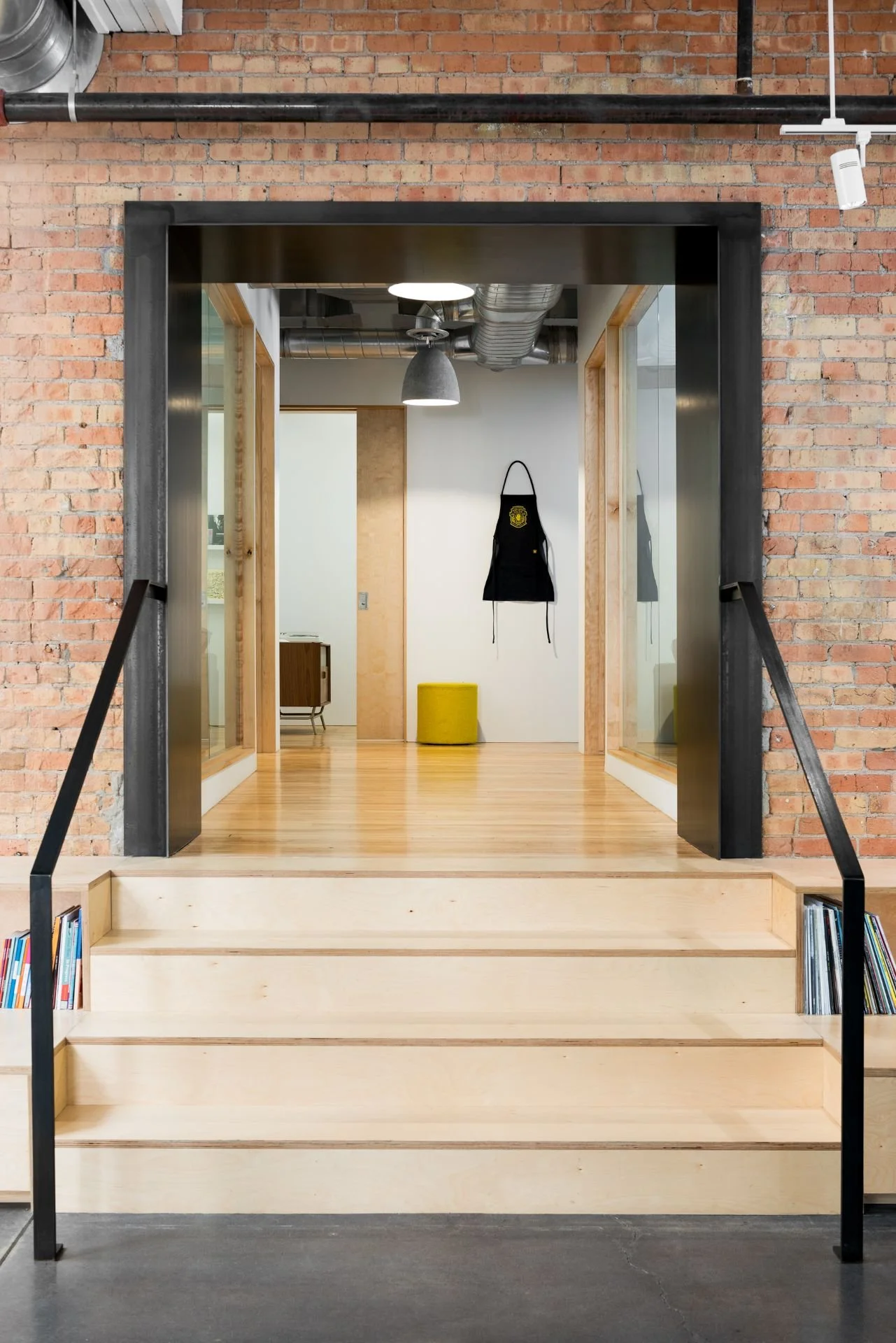 Salt Lake City Big Cartel office interior stair threshold designed by Sparano + Mooney Architecture