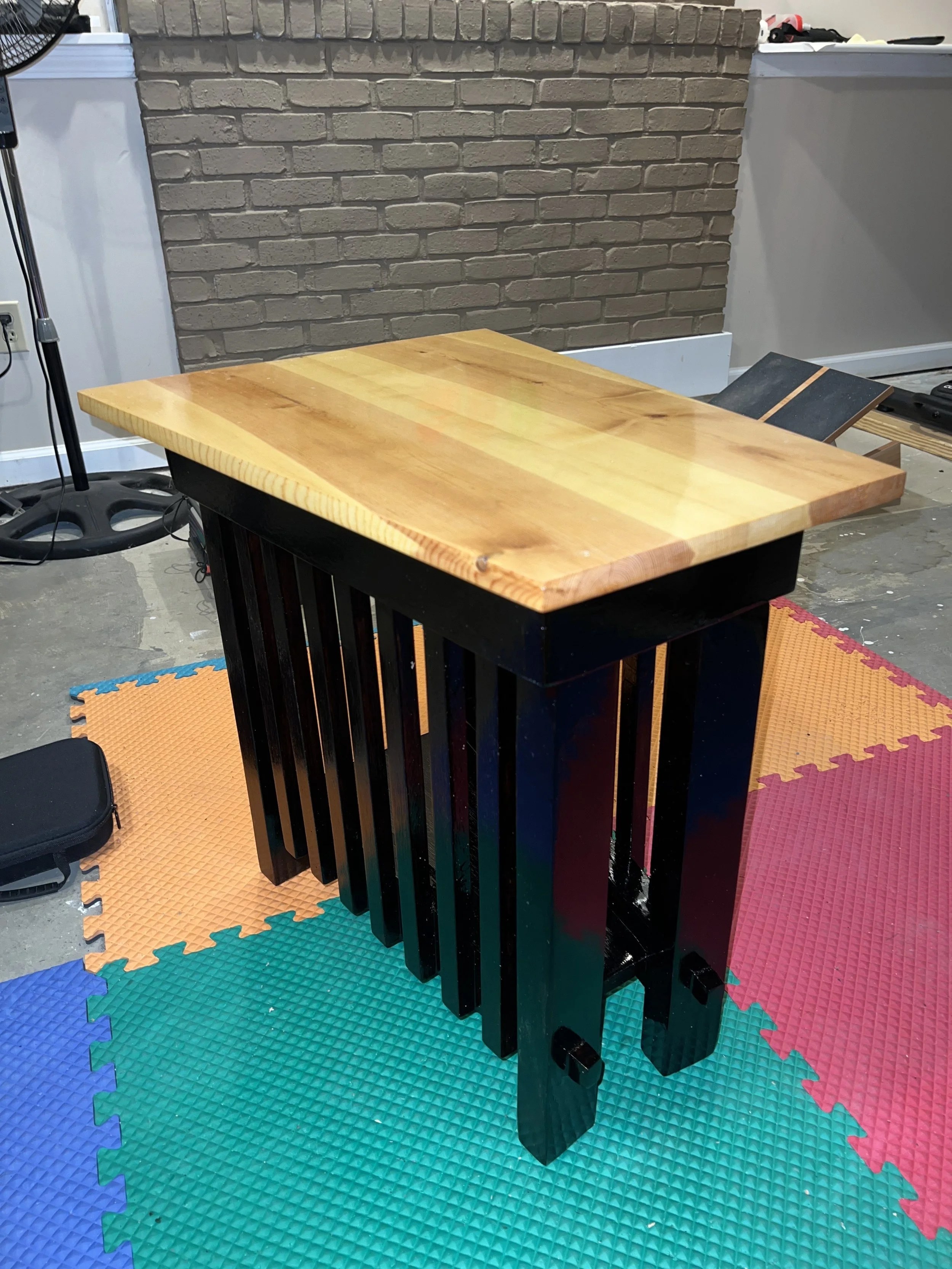 Mahogany craftsman-style wedge end table