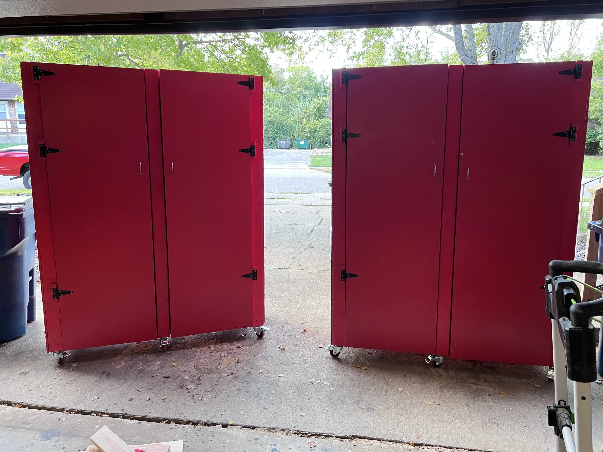 Custom rolling cabinets for a garage