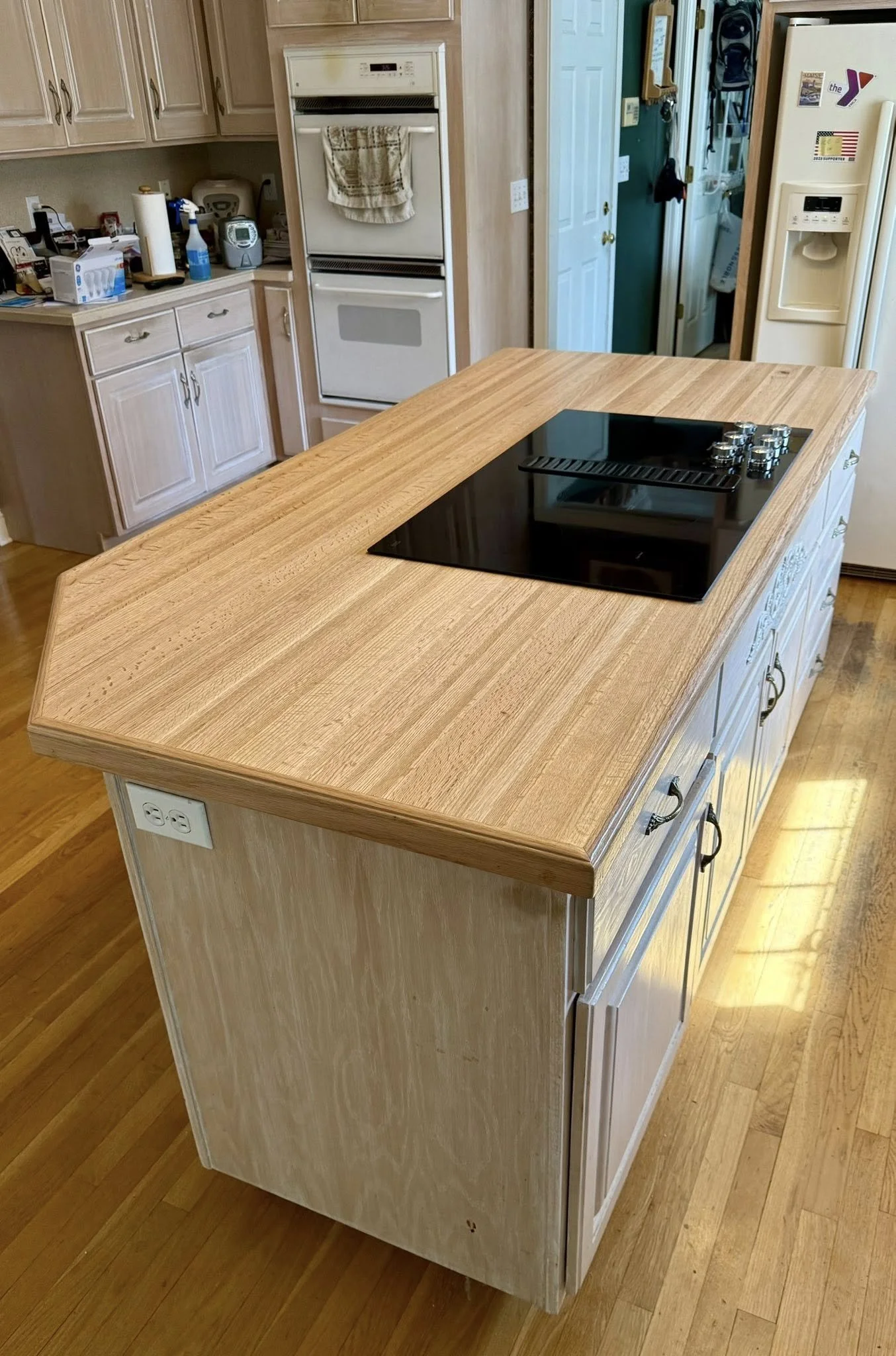 Solid red oak island top, finished and installed