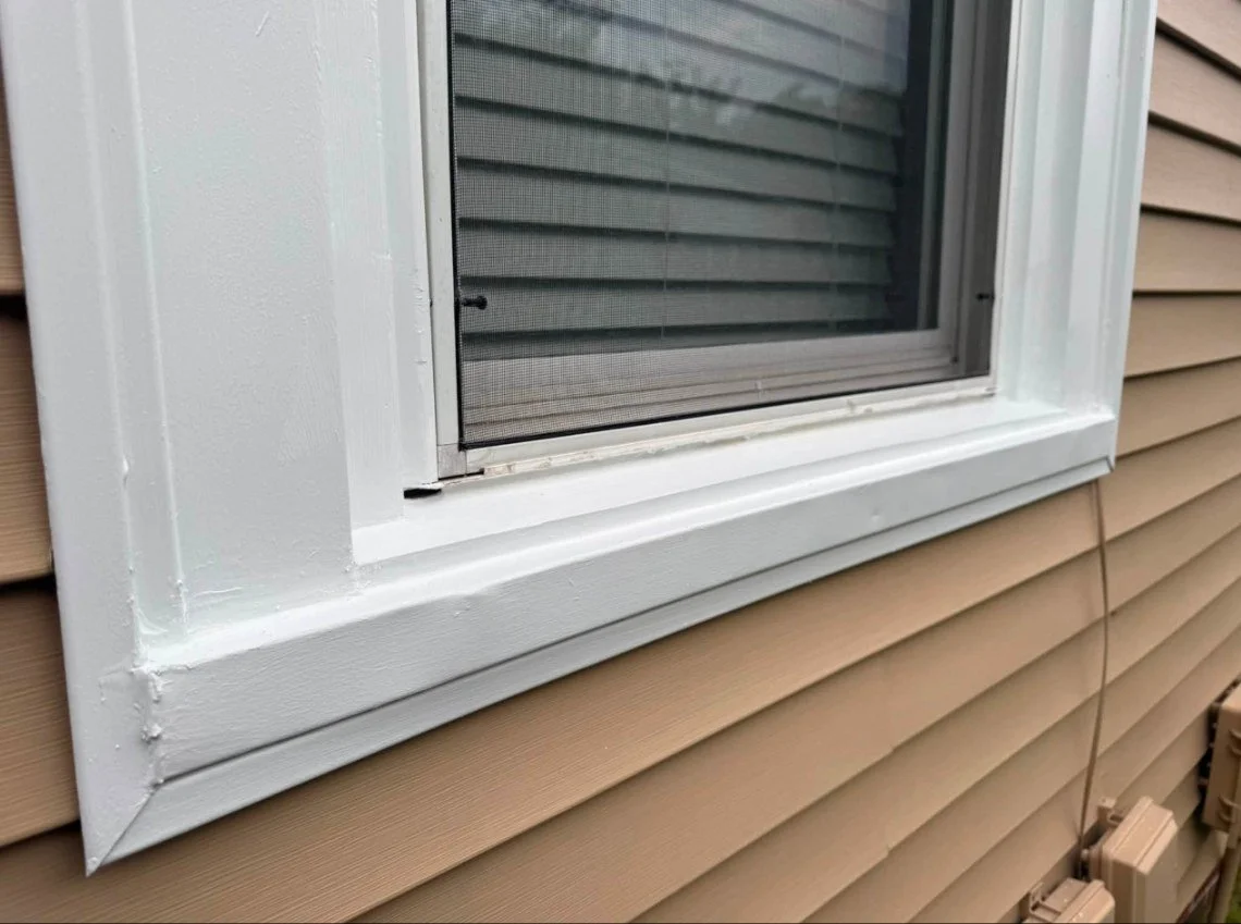 Window sill rebuilt — after