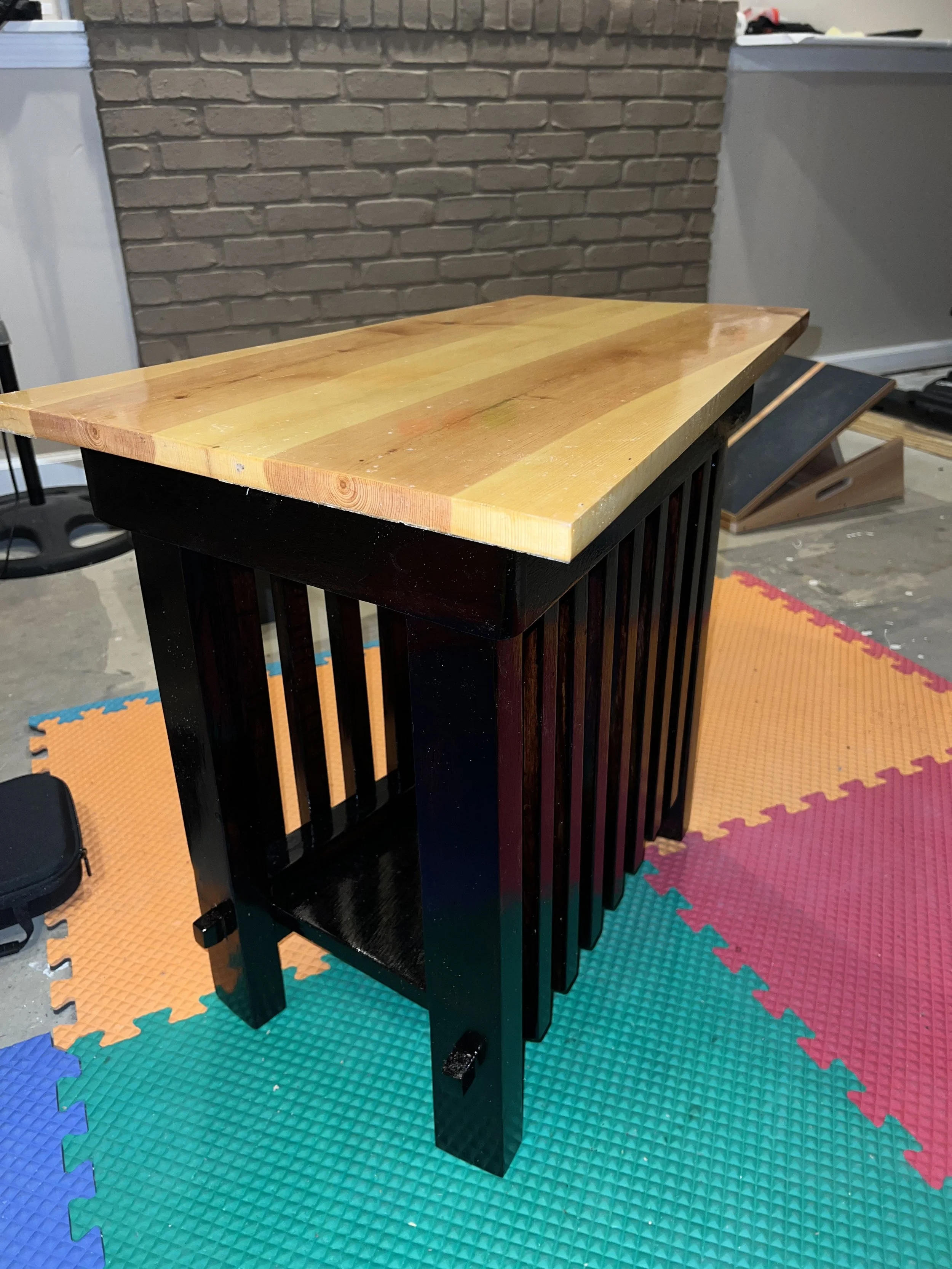 Mahogany Craftsman Style Wedge End Table