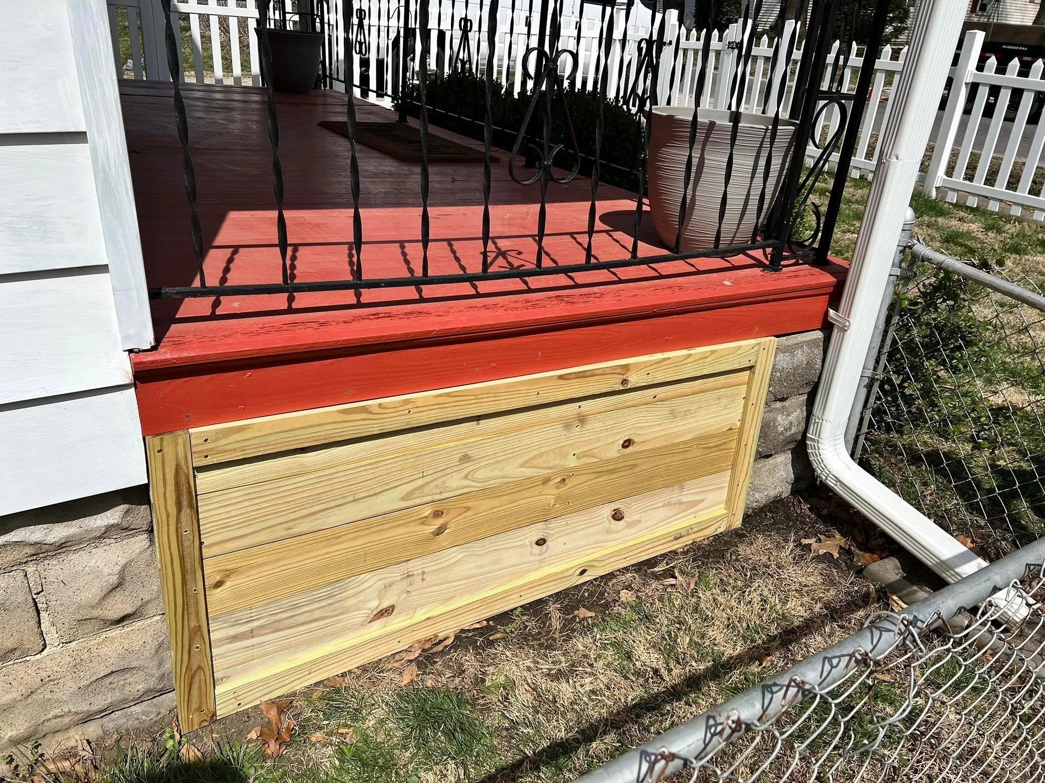 Porch skirting fabricated and installed