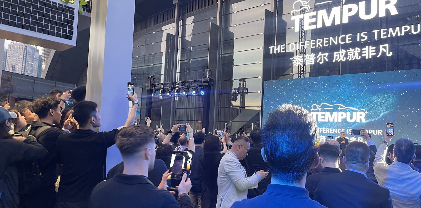 Crowd capturing a TEMPUR launch event, highlighting global brand activation and audience engagement supported by Prince Sports & Entertainment