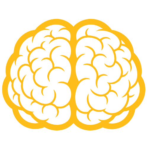 Ilustración de un cerebro en color oro sobre fondo negro.