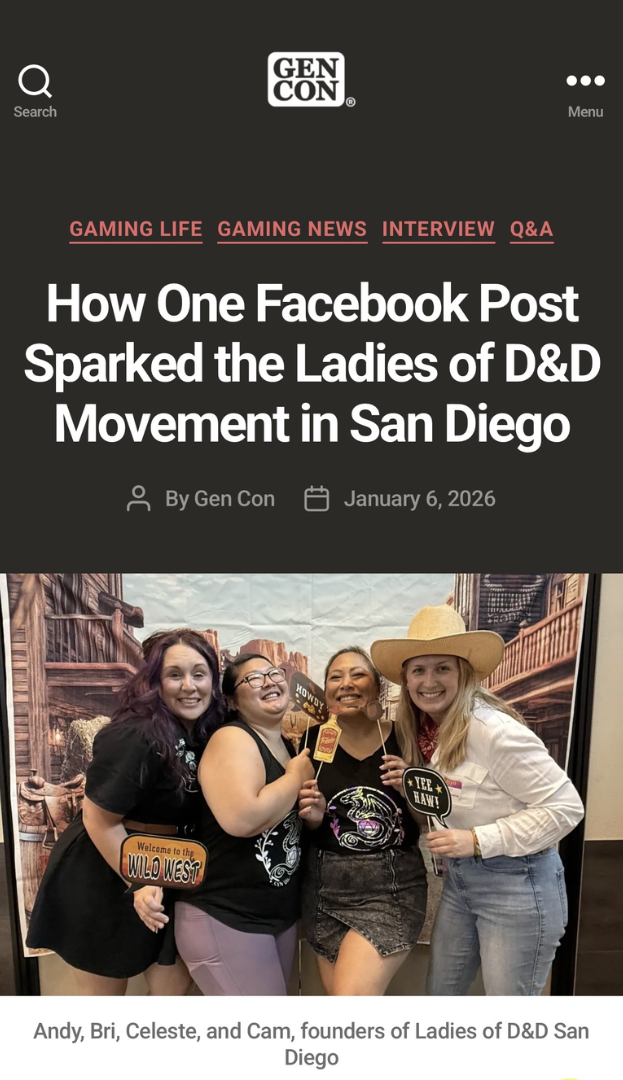 Ladies of D&amp;D San Diego Featured on the Gen Con Blog