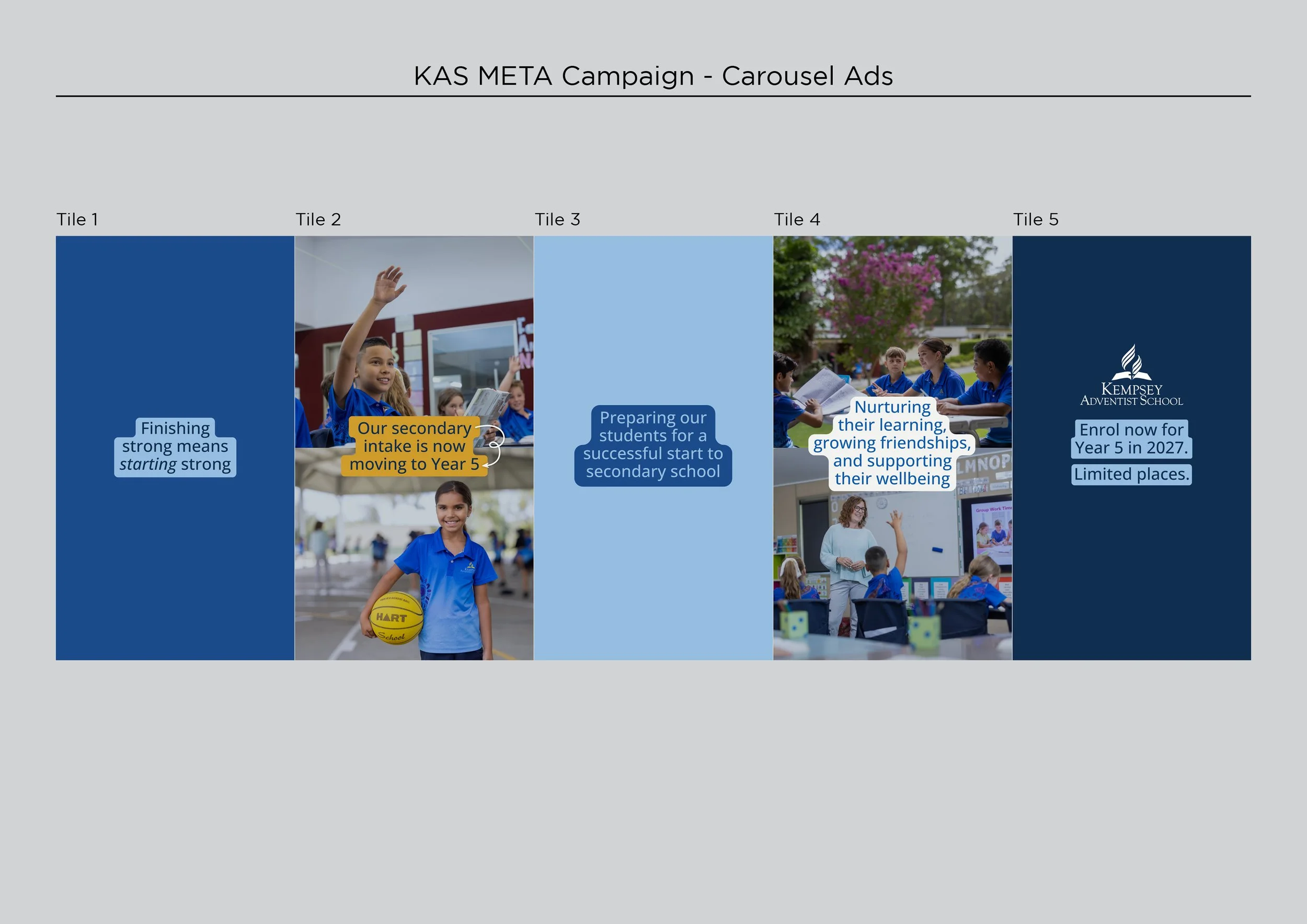 META carousel ad design for a private school