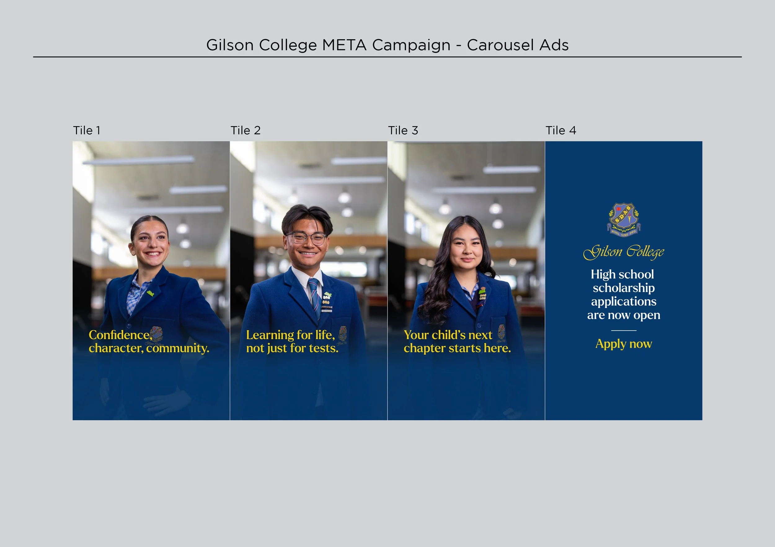 META carousel graphics for a private school