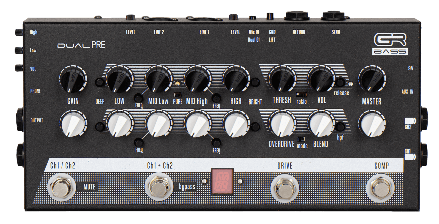 GR Bass DUAL Pre Pedal – Dual-Channel Bass Preamp & DI — SoCal