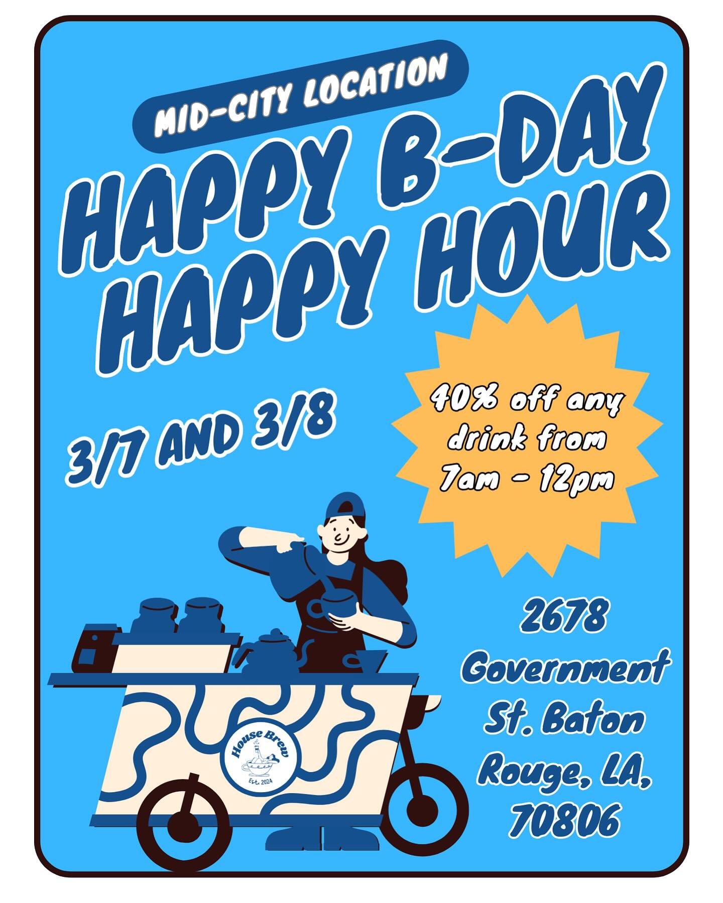It&rsquo;s been over a year of House Brew slinging your favorite beverages. To give back for all the support this Friday 3/7 and Saturday 3/8 all drinks will be 40% off. Thank you for an amazing year and being apart of cultivating a safe space for al