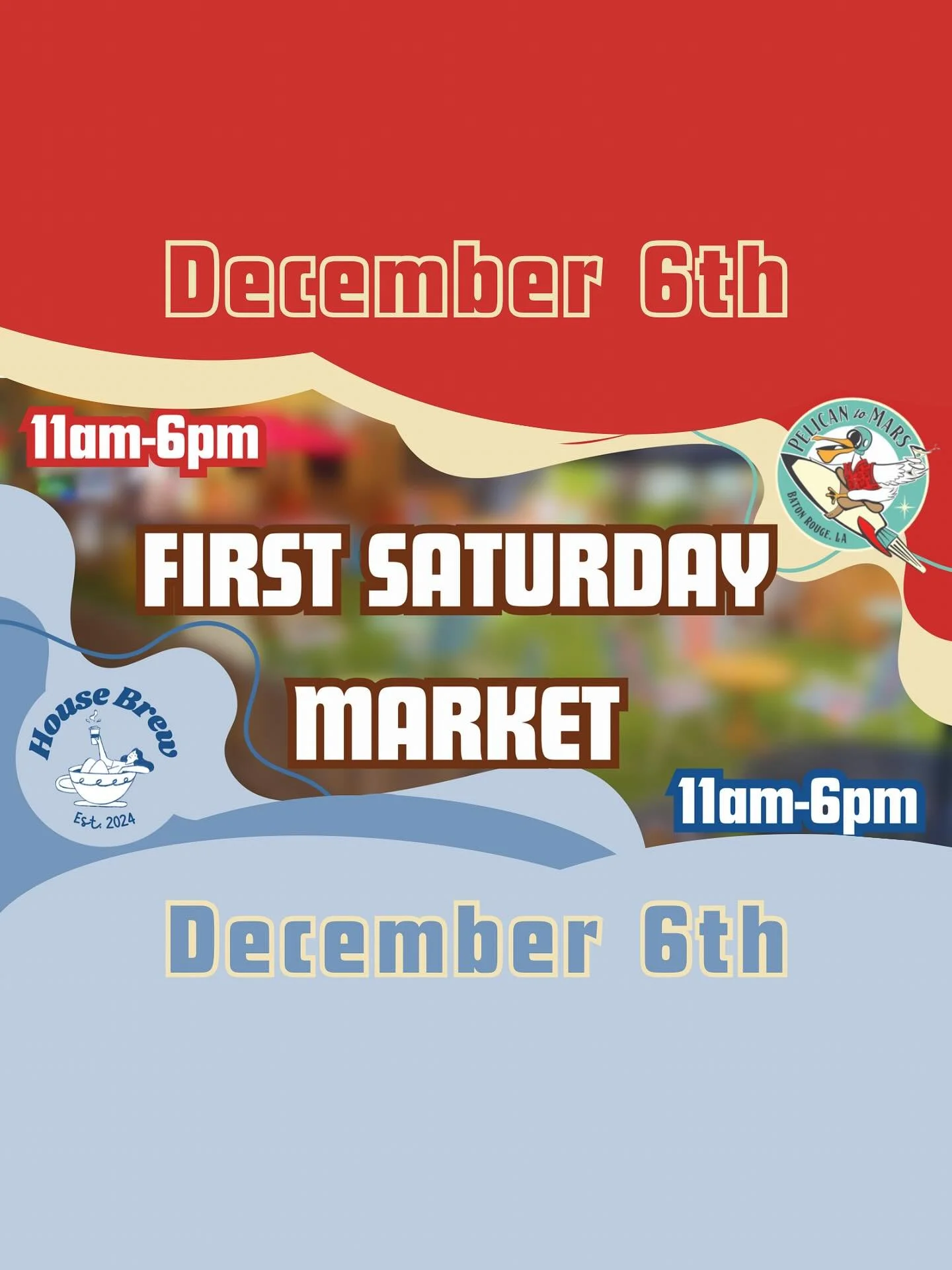 Join us December 6th for the first Saturday market!!!! We will have food, local vendors, art, and drinks all day! Come support local and get caffeinated!

Ps. I definitely got the date wrong in the first post :P
