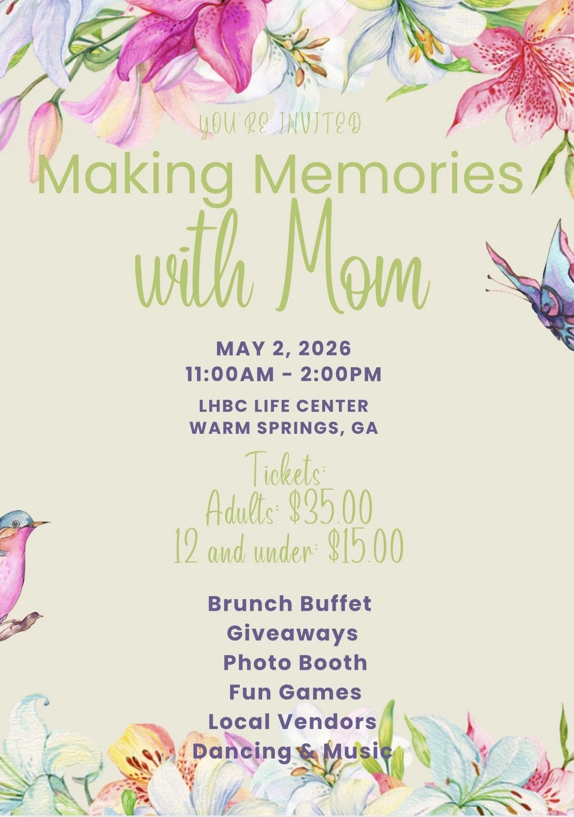 Making Memories with Mom 2026 (12 and under ticket)