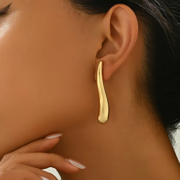 Rusted Gold Plated Wave Drop Earrings