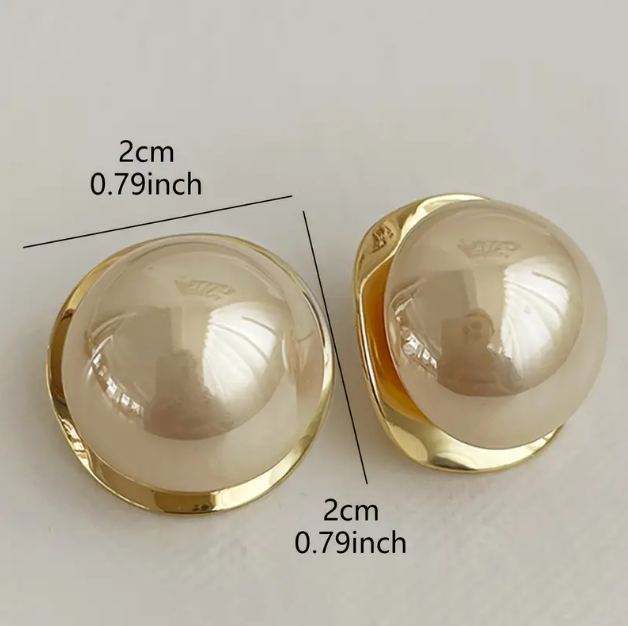 Vintage-inspired Gold Plated Large Faux Pearl Studded Earrings add timeless elegance to any look—shop this classic statement piece at Mozzimo Jewelry!