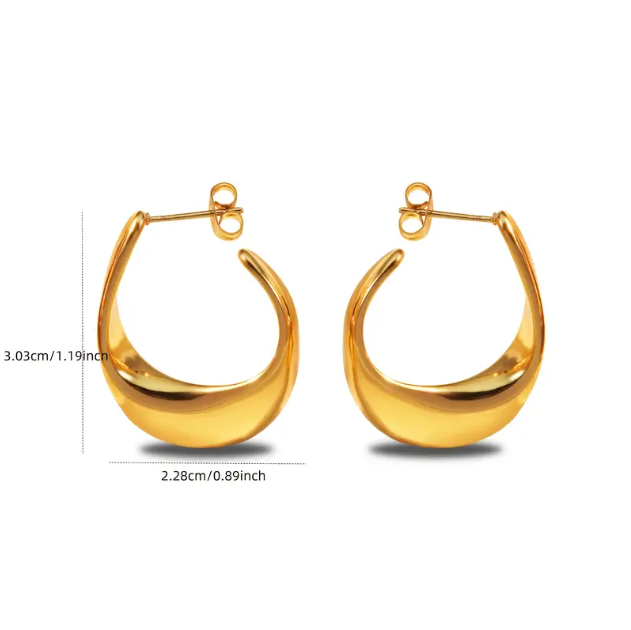 Make a bold statement with these Gold Plated Shiny Irregular Hoop Earrings—a sleek and modern twist on classic hoops with a high-polish finish.