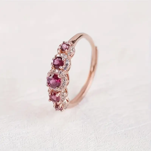 Enhance your style with the Gold-Plated Red Bow-Tie Glitter Heart Dangle Earrings and Rose Gold Gemstone-Studded Adjustable Ring, a dazzling jewelry set perfect for any occasion