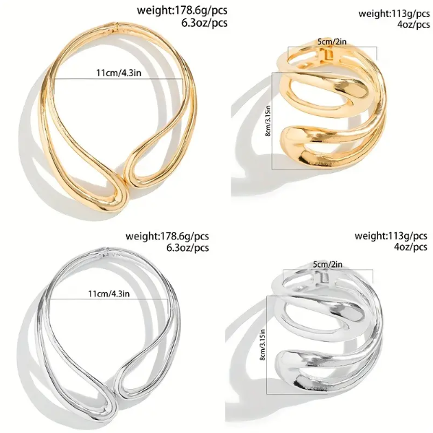 Shop stunning, gold and silver sculptural statement necklace and bracelet sets at Mozzimo Jewelry—perfect for standout style and unique gifts.