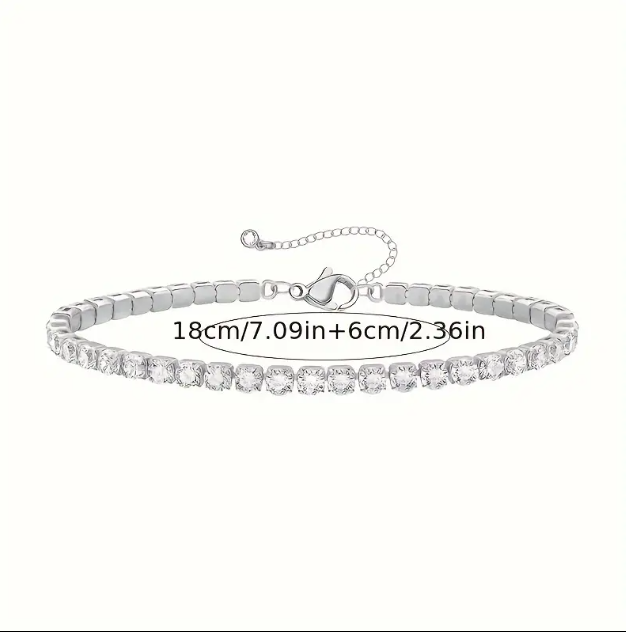 Shop the Sterling Silver Cubic Zirconia Rhinestone Adjustable Tennis Bracelet at Mozzimo Jewelry—featuring dazzling CZ stones, an adjustable fit, and timeless elegance for any occasion!