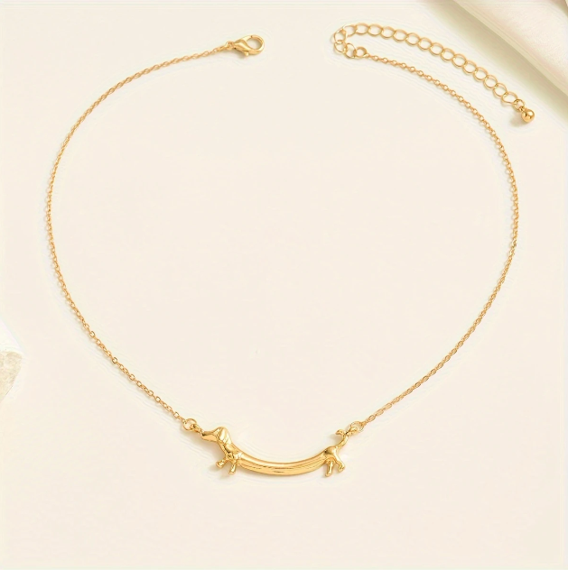 Add charm to your style with this trending gold plated dachshund pendant necklace—fun, lightweight, and perfect for dog lovers everywhere.