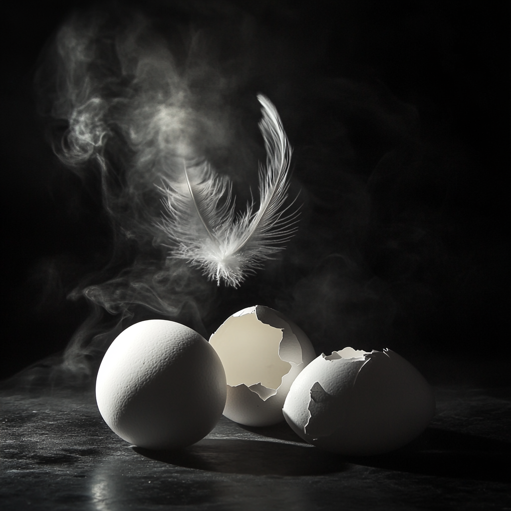 Kimages food visuals white eggs and feather