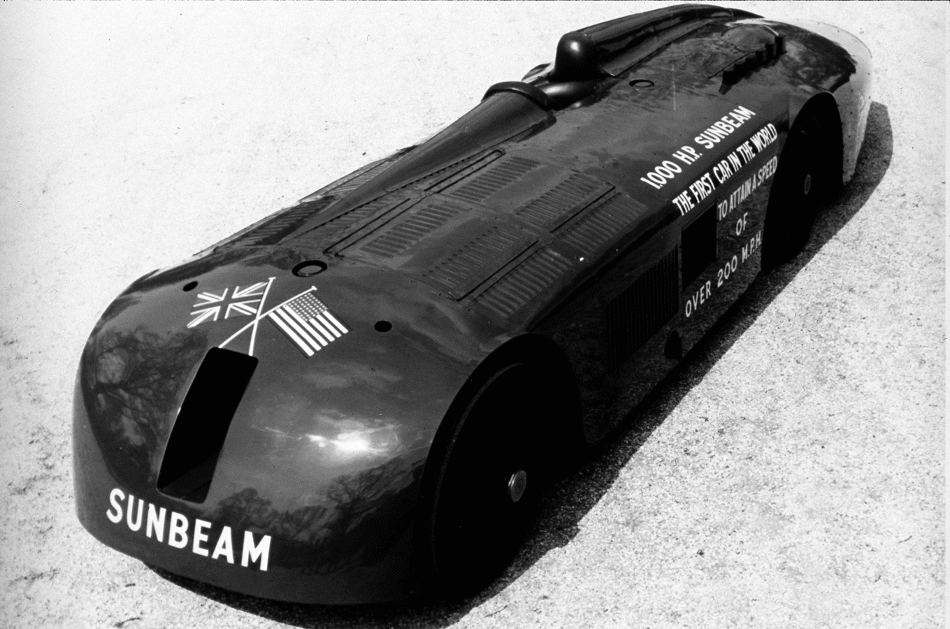 The Sunbeam, pictured in 1927 after breaking the 200mph barrier