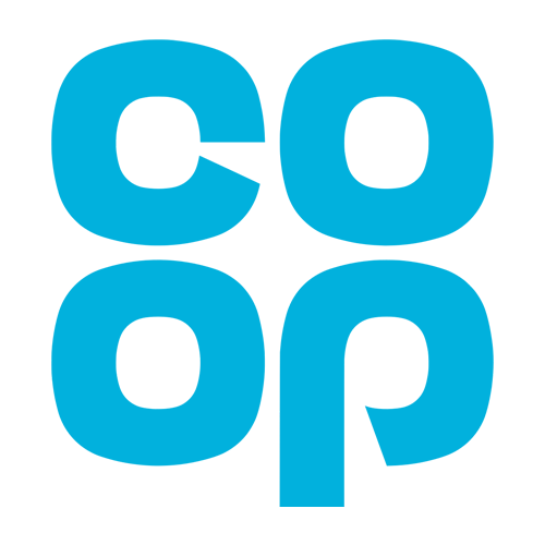 Co-op logo written in blue, stylized lowercase letters arranged in a square pattern.
