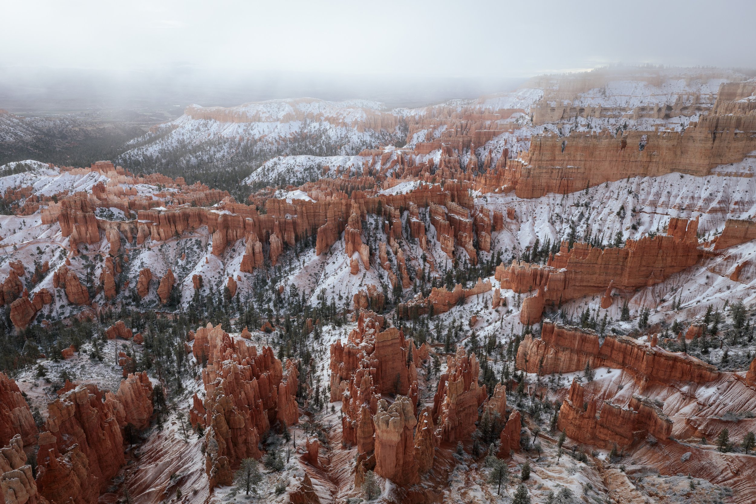  Bryce Canyon covered in snow on a late April morning seen from Lower Inspiration Point 