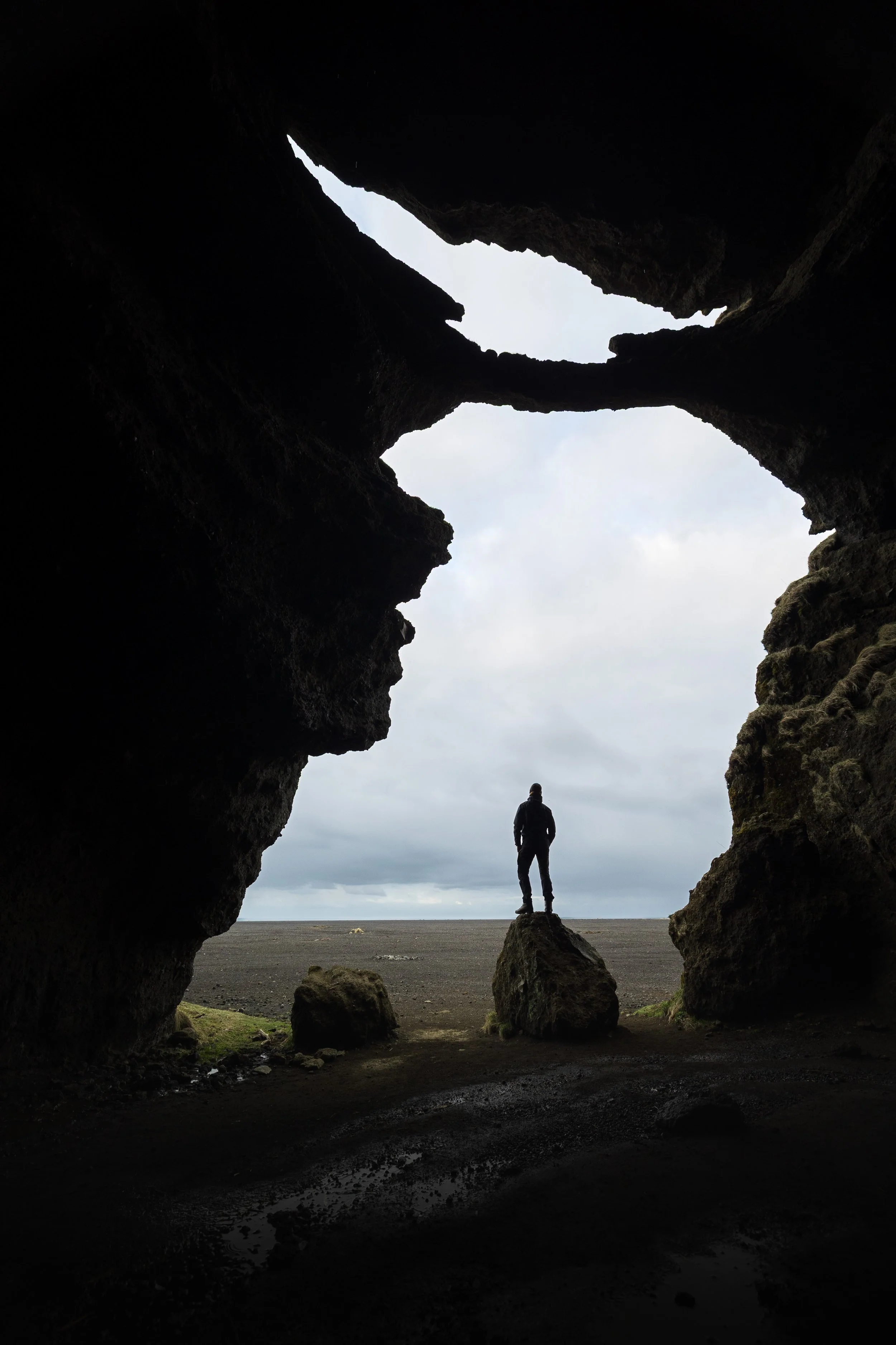 'Yoda cave' in the south of Iceland on a cloudy morning 