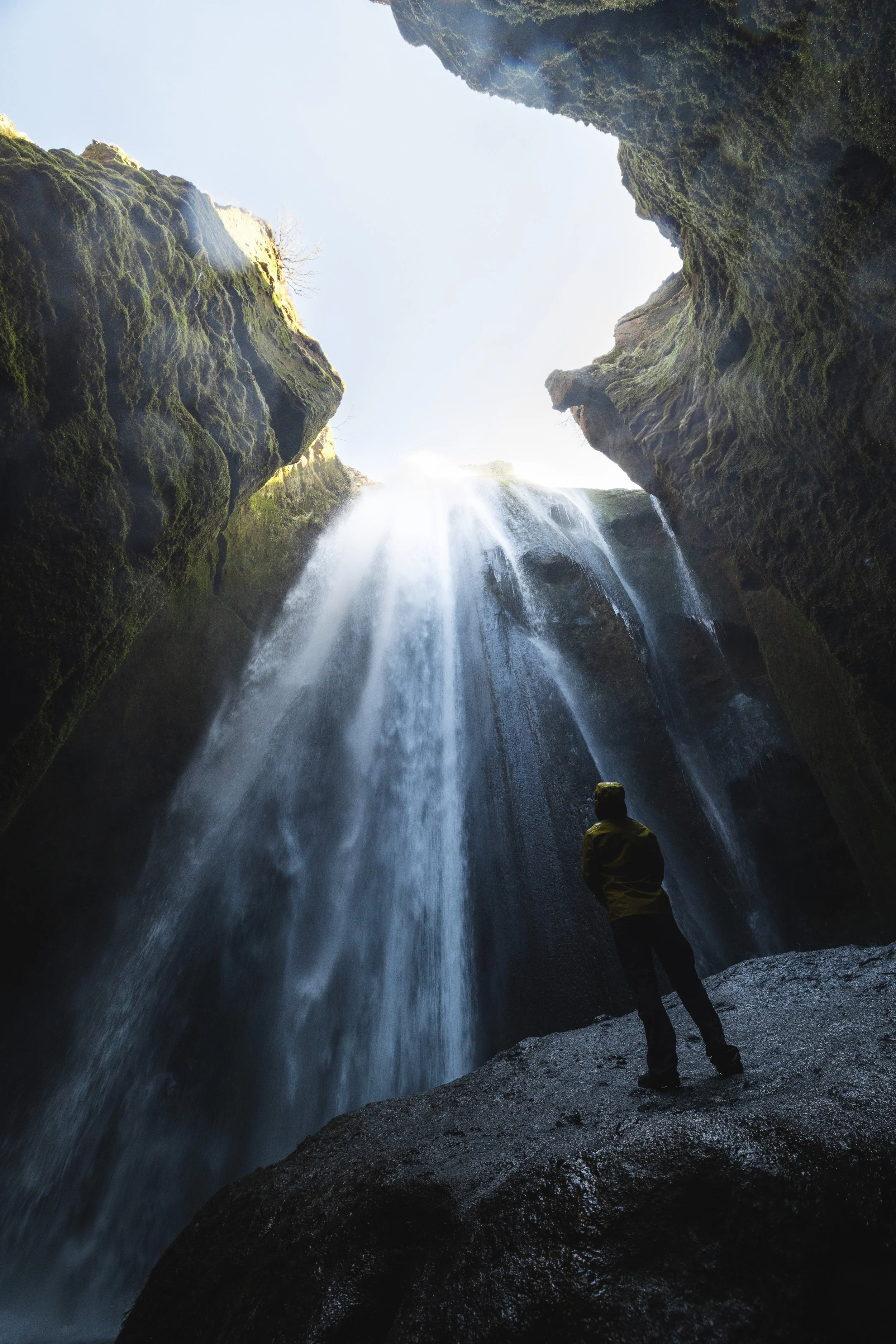 Hidden from the outside, Gljúfrabúi is a 40m high waterfall in a narrow gorge