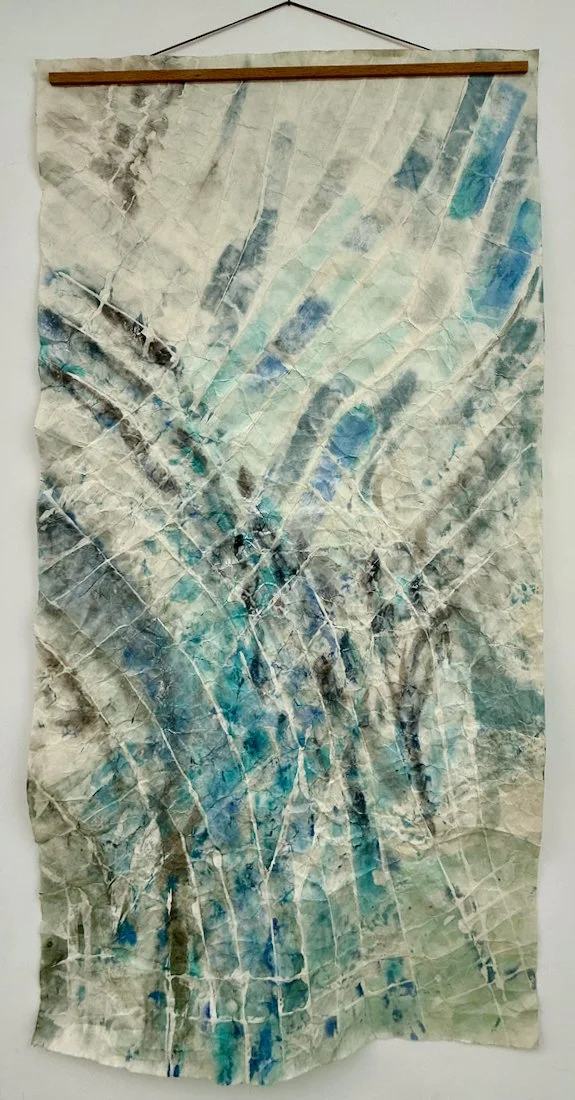 Quiver I, Powder pigment & Artglue on mashi paper, Approx 97x188cm