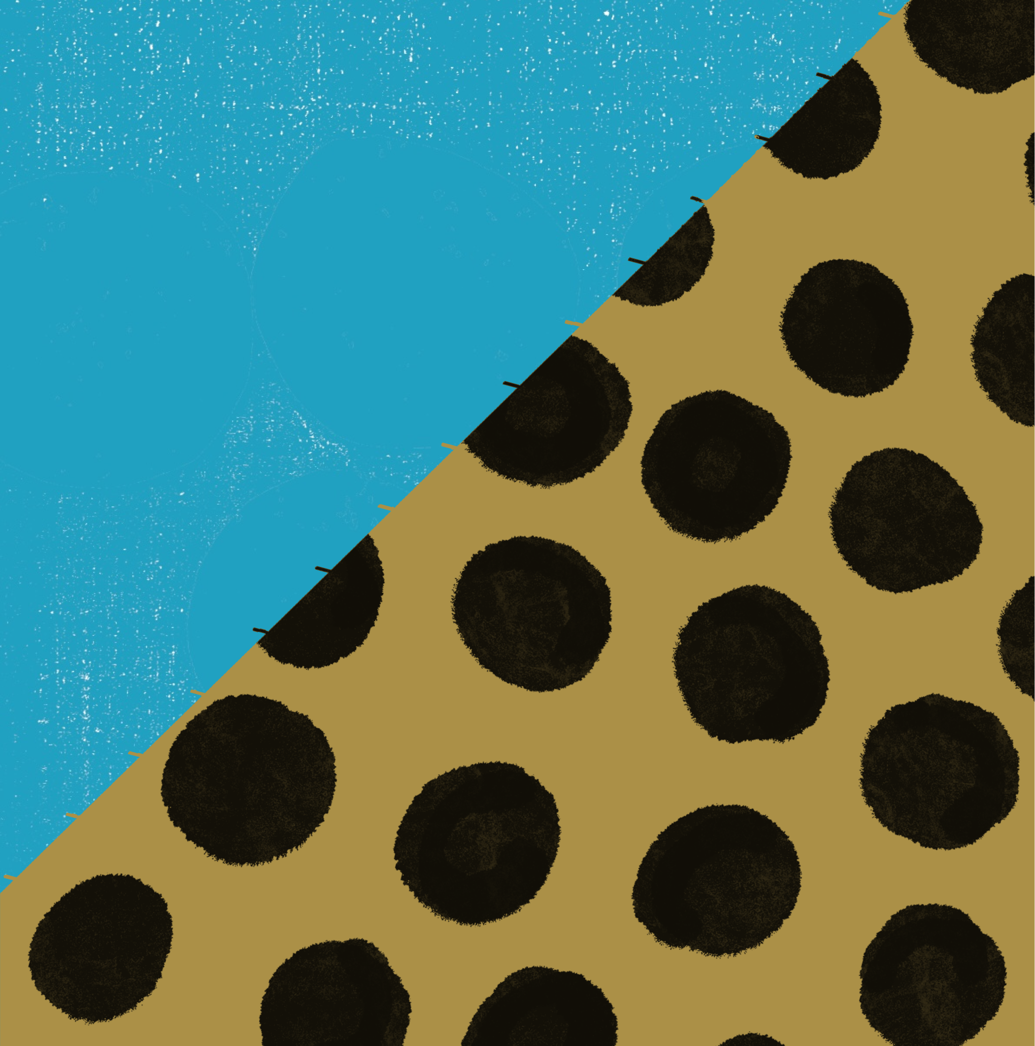 gepunktete Form in Schwarz und Grün über blauem strukturiertem Hintergrund