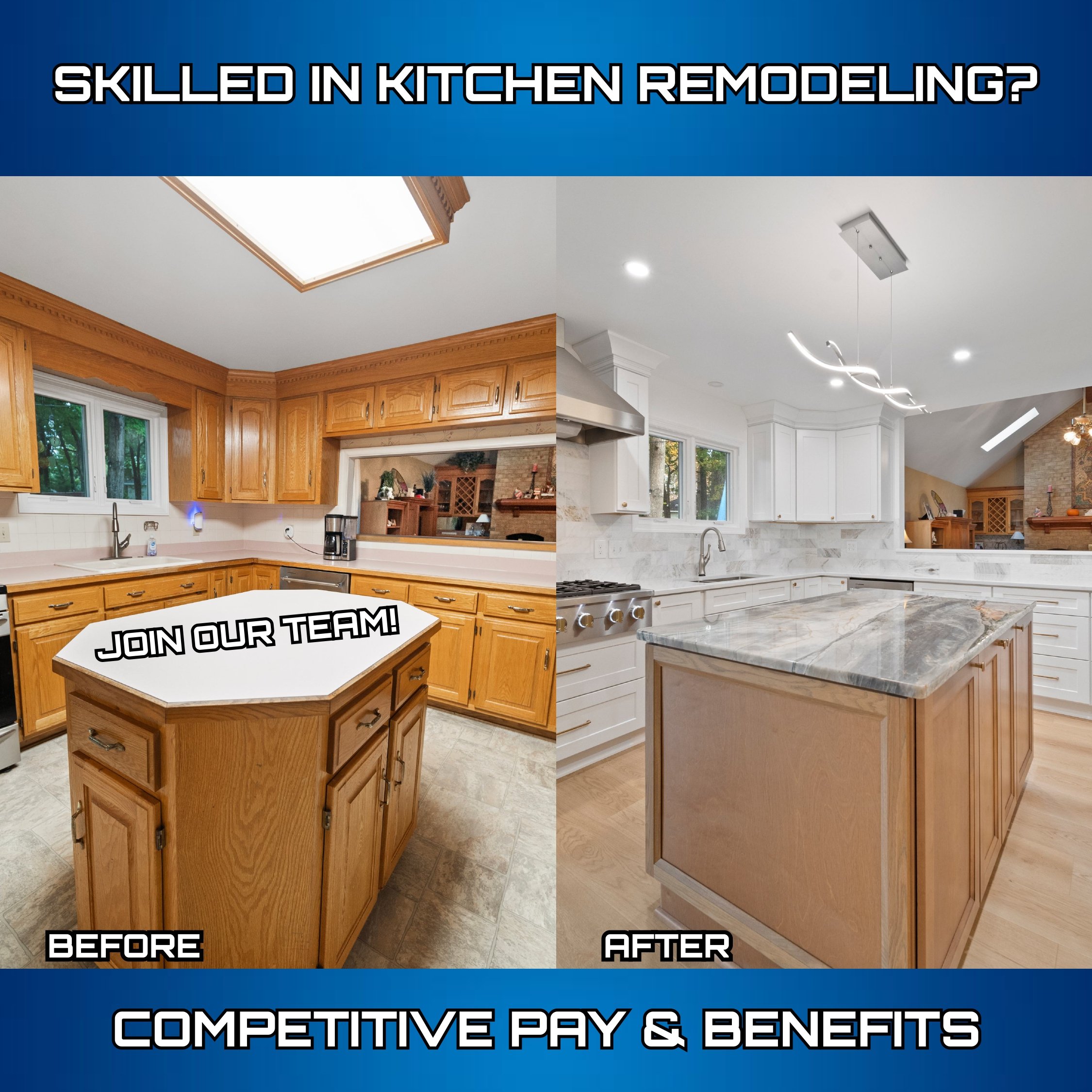 Comparison of kitchen ceiling lighting fixtures: before and after remodeling.