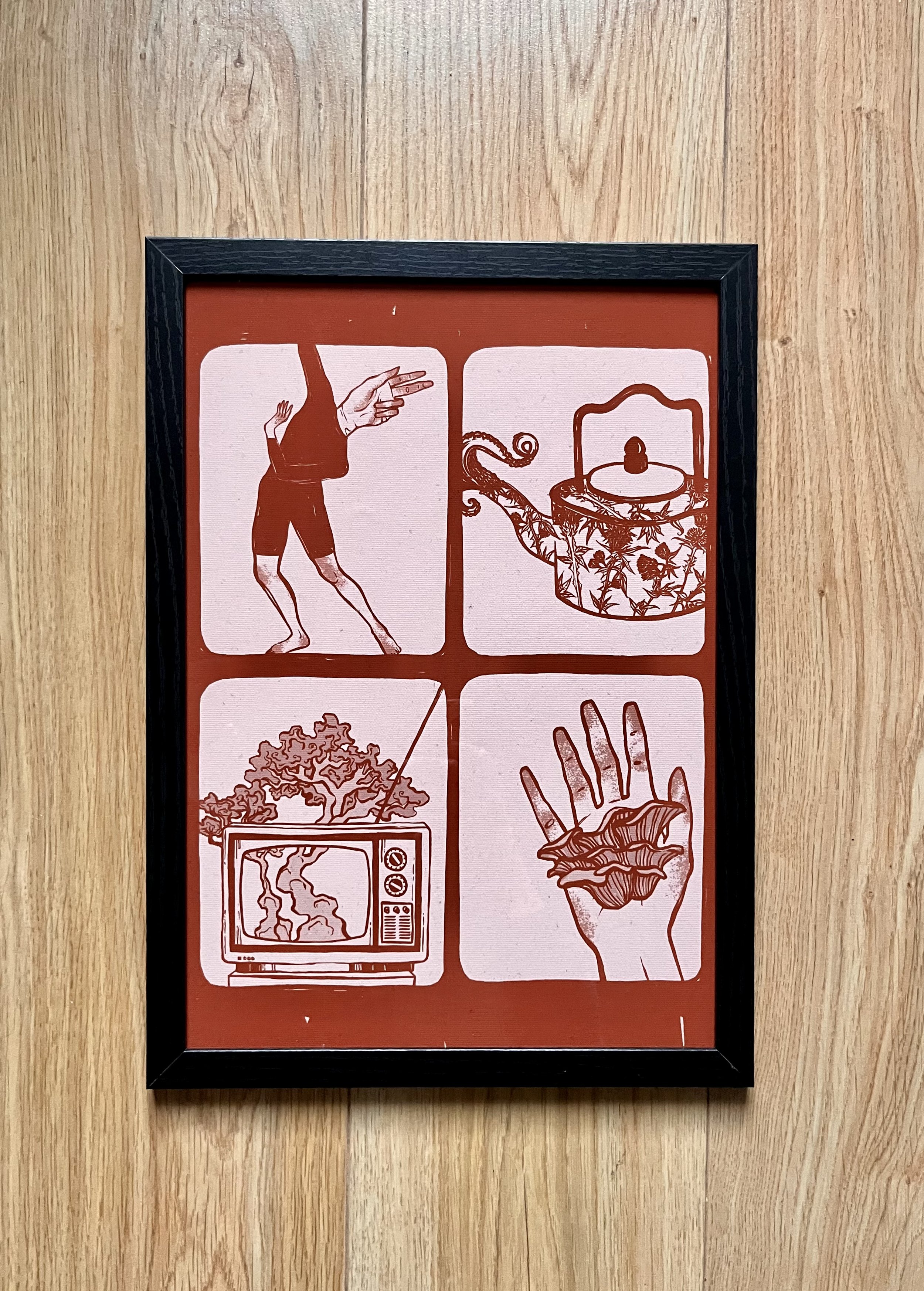 Man and meadow - A3 framed