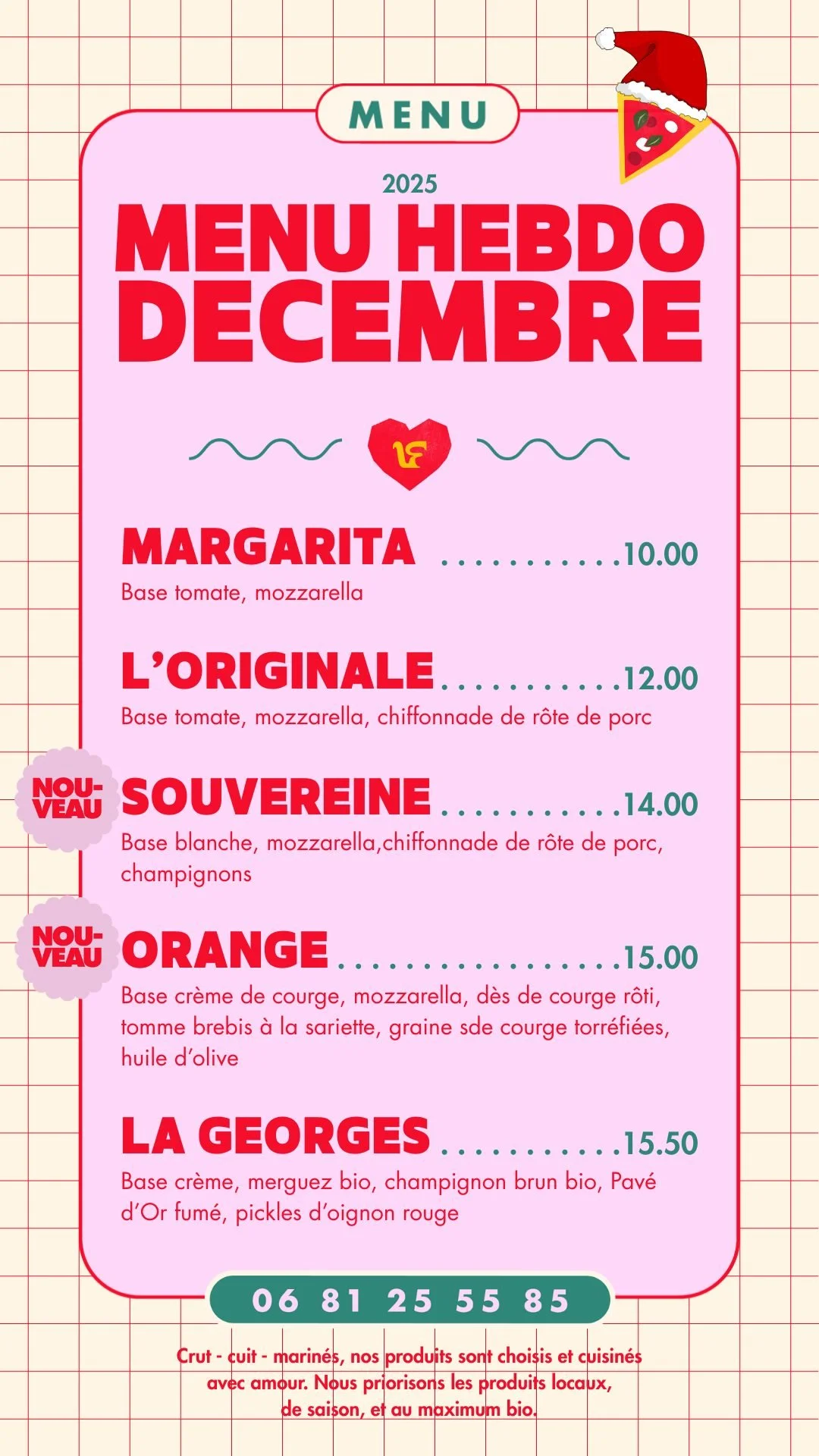 🍕 Nouveau mois nouvelle carte🍕

Des produits de qualit&eacute;, locaux et bio sur des pizzas.
Pour ceux qui nous connaissent d&eacute;j&agrave; des p&eacute;pites reviennent &agrave; la carte, des cookies, des fondants choco,...

☎️ Pensez &agrave;