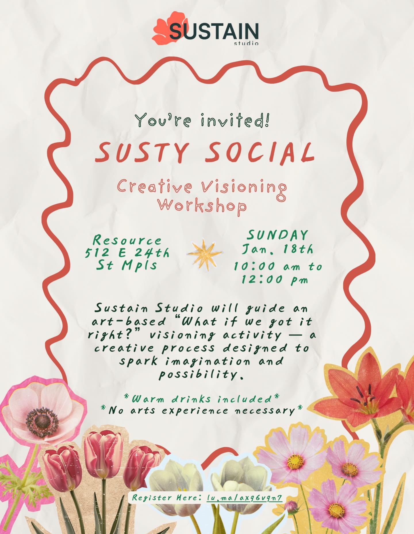Join us for a cozy morning of creative visioning for a sustainable future!

Sustain Studio will guide the group through an art-based &ldquo;What if we got it right?&rdquo; visioning activity &mdash; a creative process designed to spark imagination an