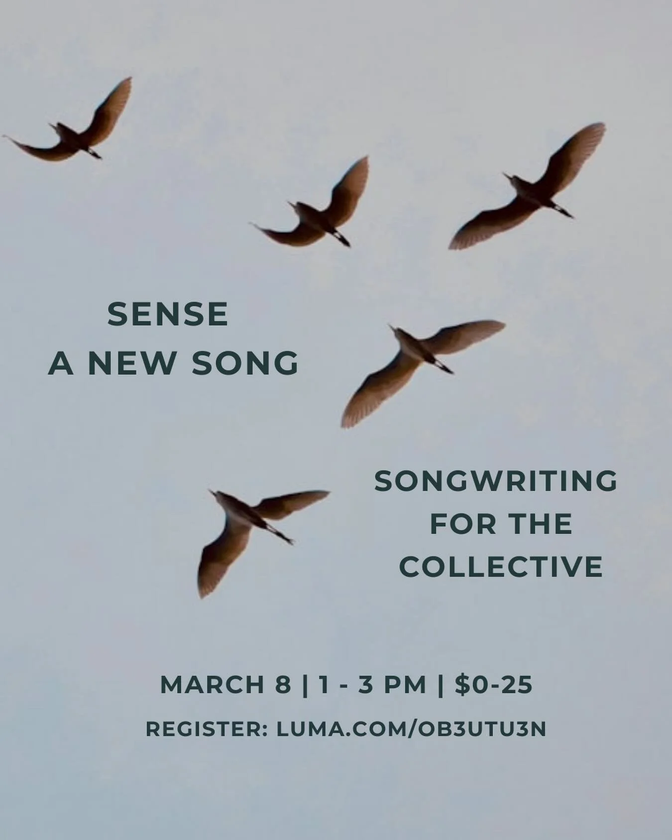 Collaborating with song is a powerful tool to connect to each other &amp; the world around us. ✨

Join us for a two hour workshop exploring the art of collaborative songwriting for the collective. We will explore structures of song making, Deep Liste