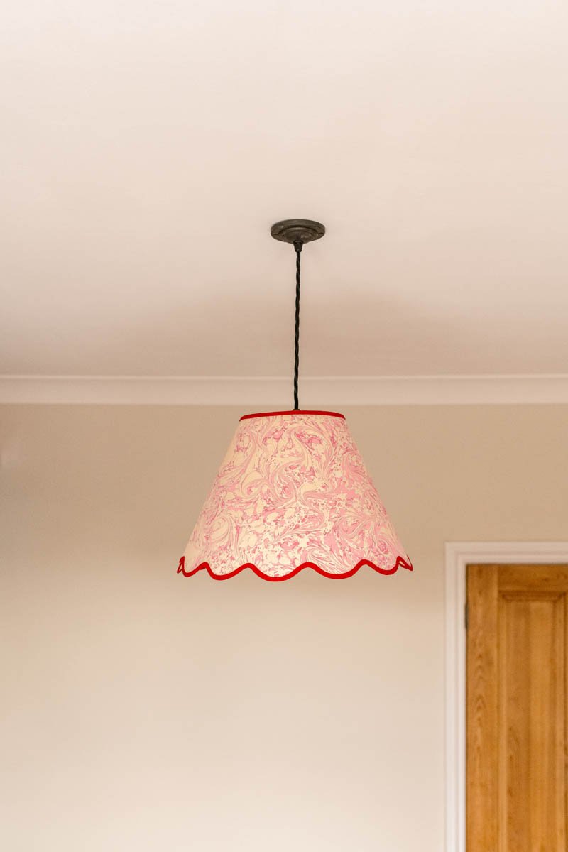 Pink swirl marbled lampshade