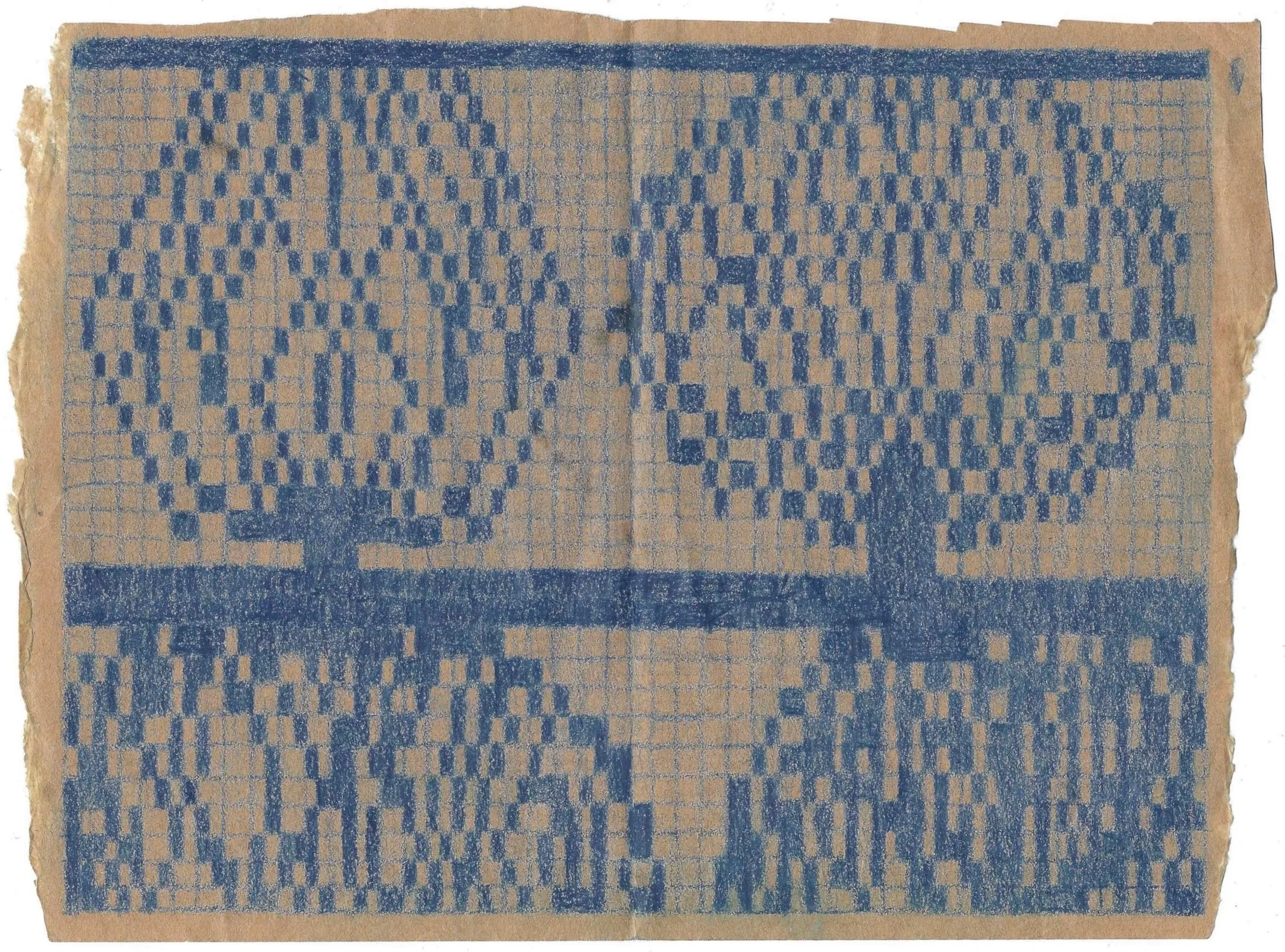 GRID004 - Colored pencil on takeout pastry bag 7” x 9.25”