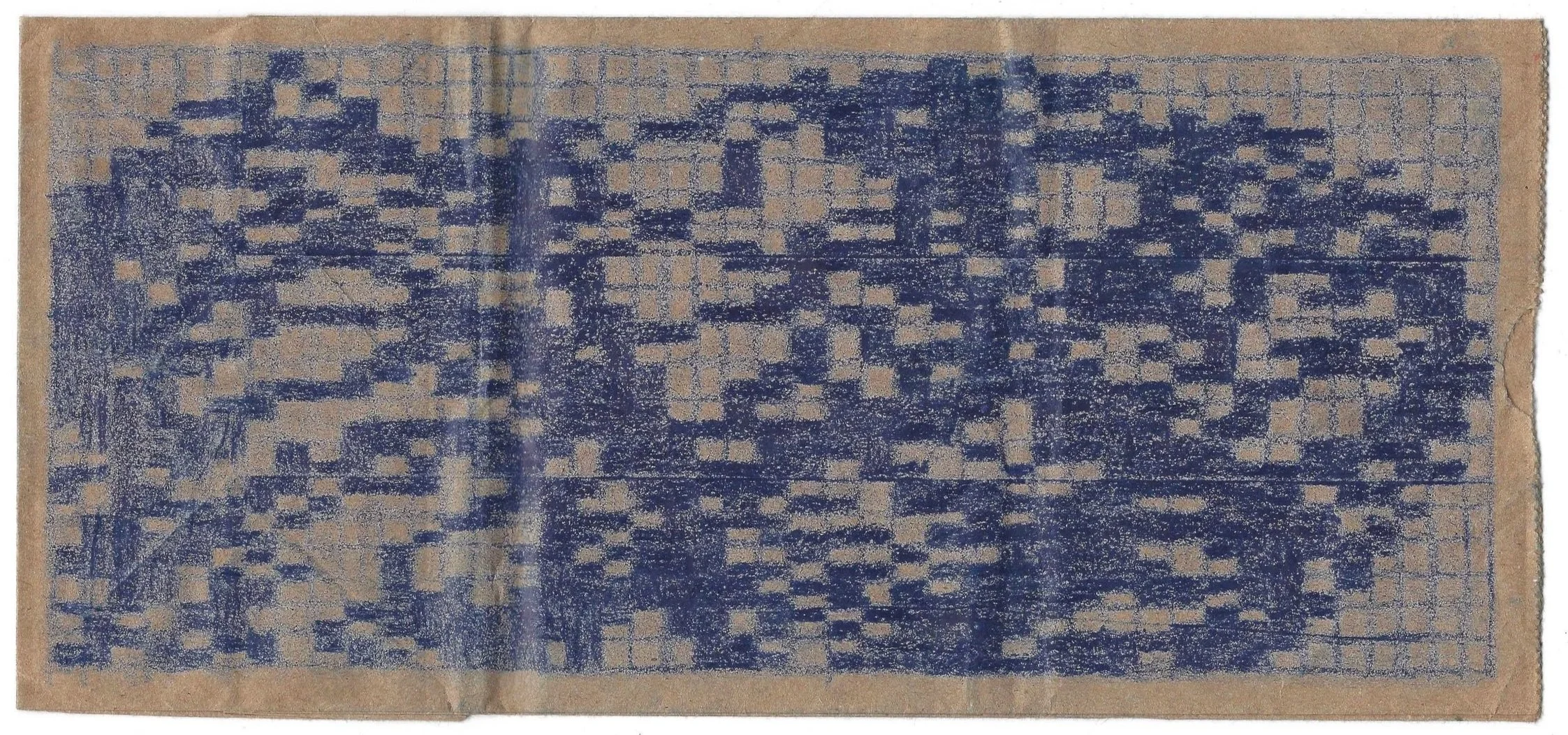 GRID003 - Colored pencil on brown paper bag 5” x 11”