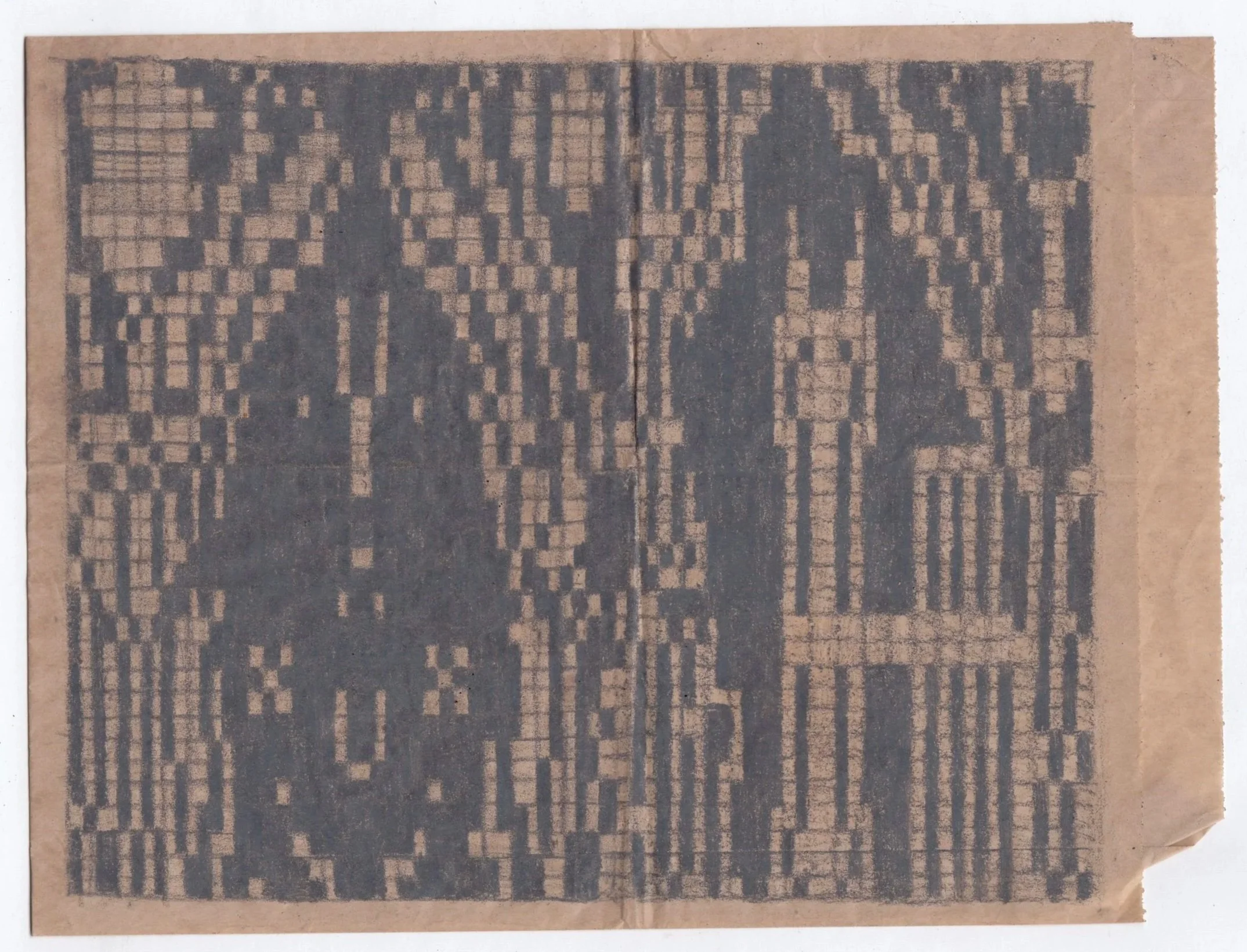 GRID013 - Colored pencil on takeout pastry bag 6.25” x 8.25”