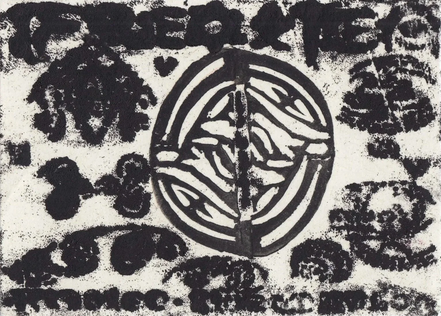 MTBW003 - Monotype & Linocut stamp on washi paper 3.3” x 4.5”