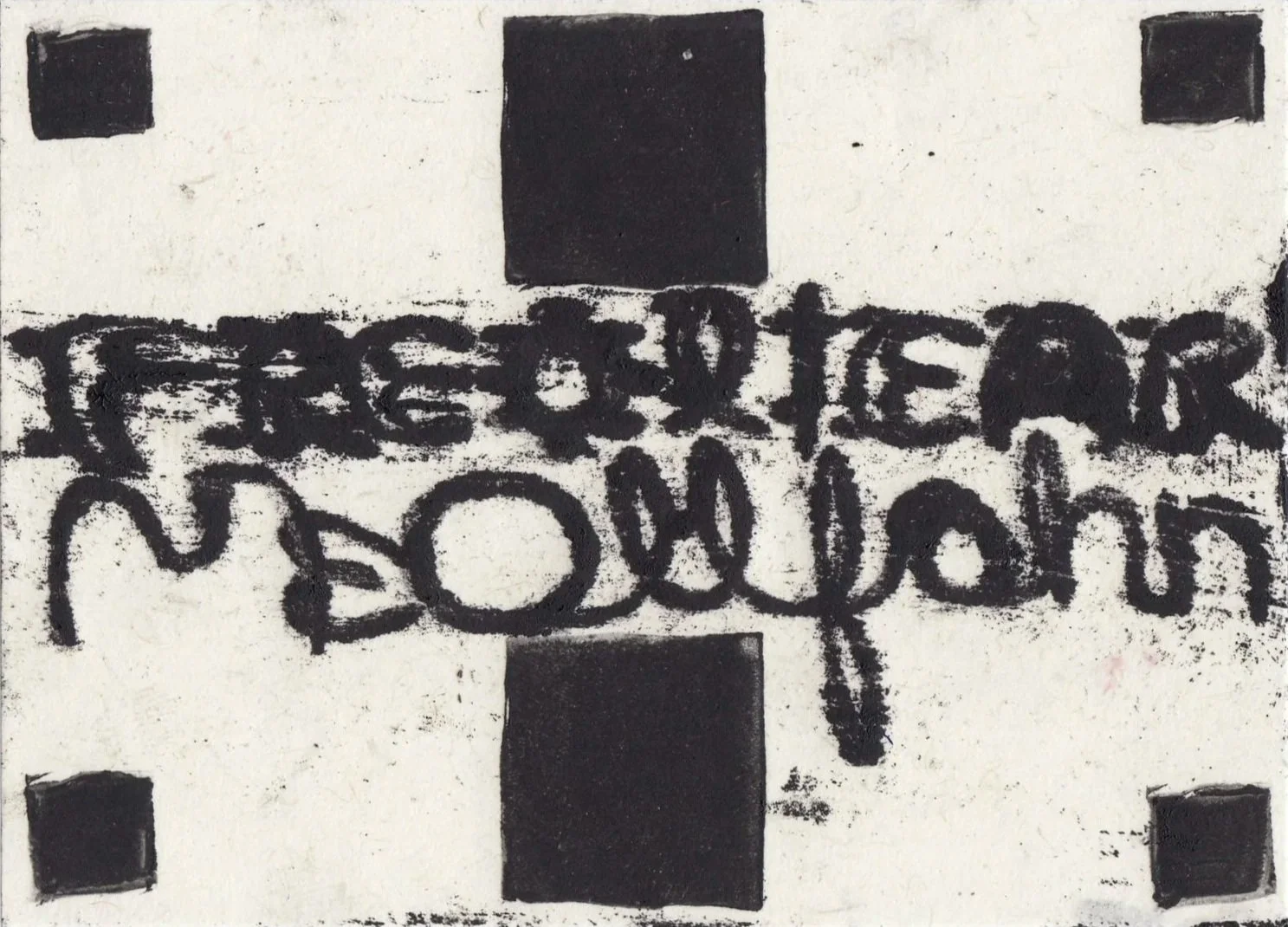 MTBW001 - Monotype & Linocut stamp on washi paper 3.3” x 4.5”
