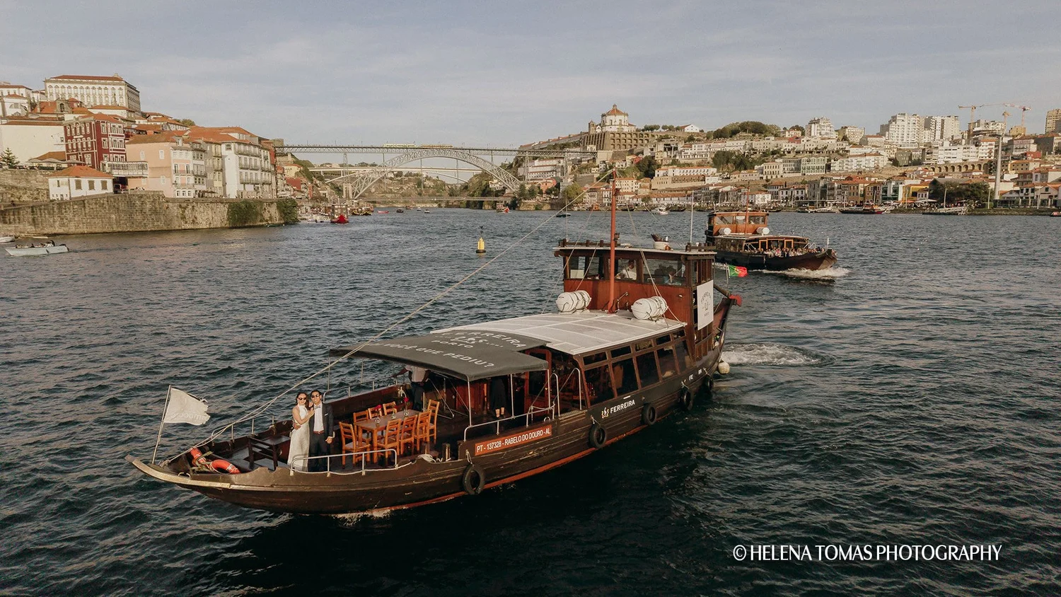Private Rabelo boat cruising on the Douro River in Porto