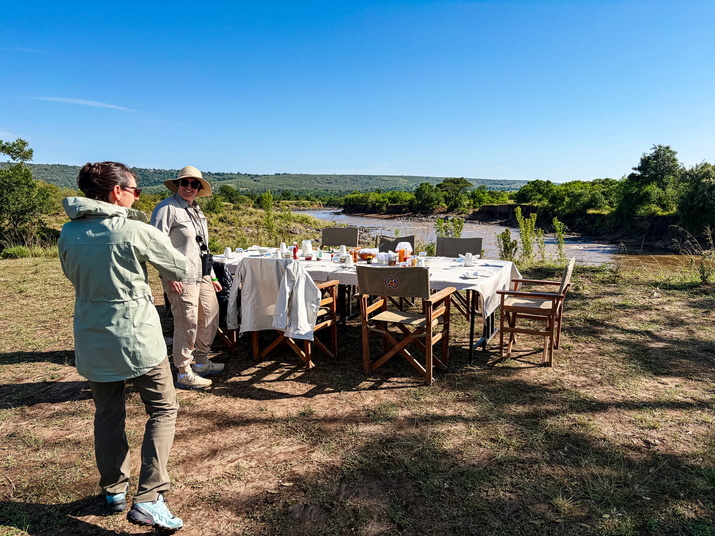 One of our morning drive breakfasts. Everyone staying at the camp enjoyed dining by the riverside.