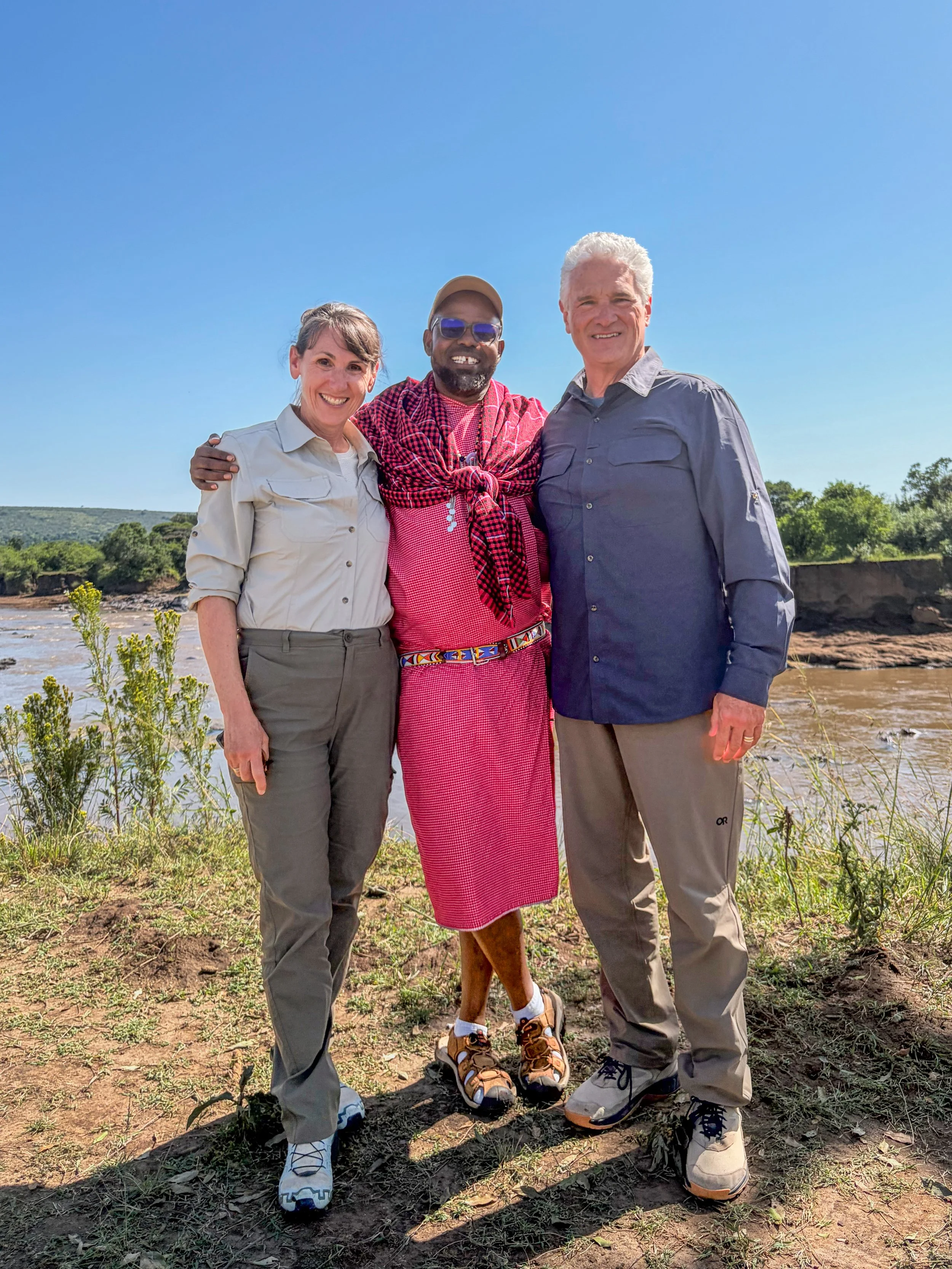 Kate and me with George, our Maasai Guide